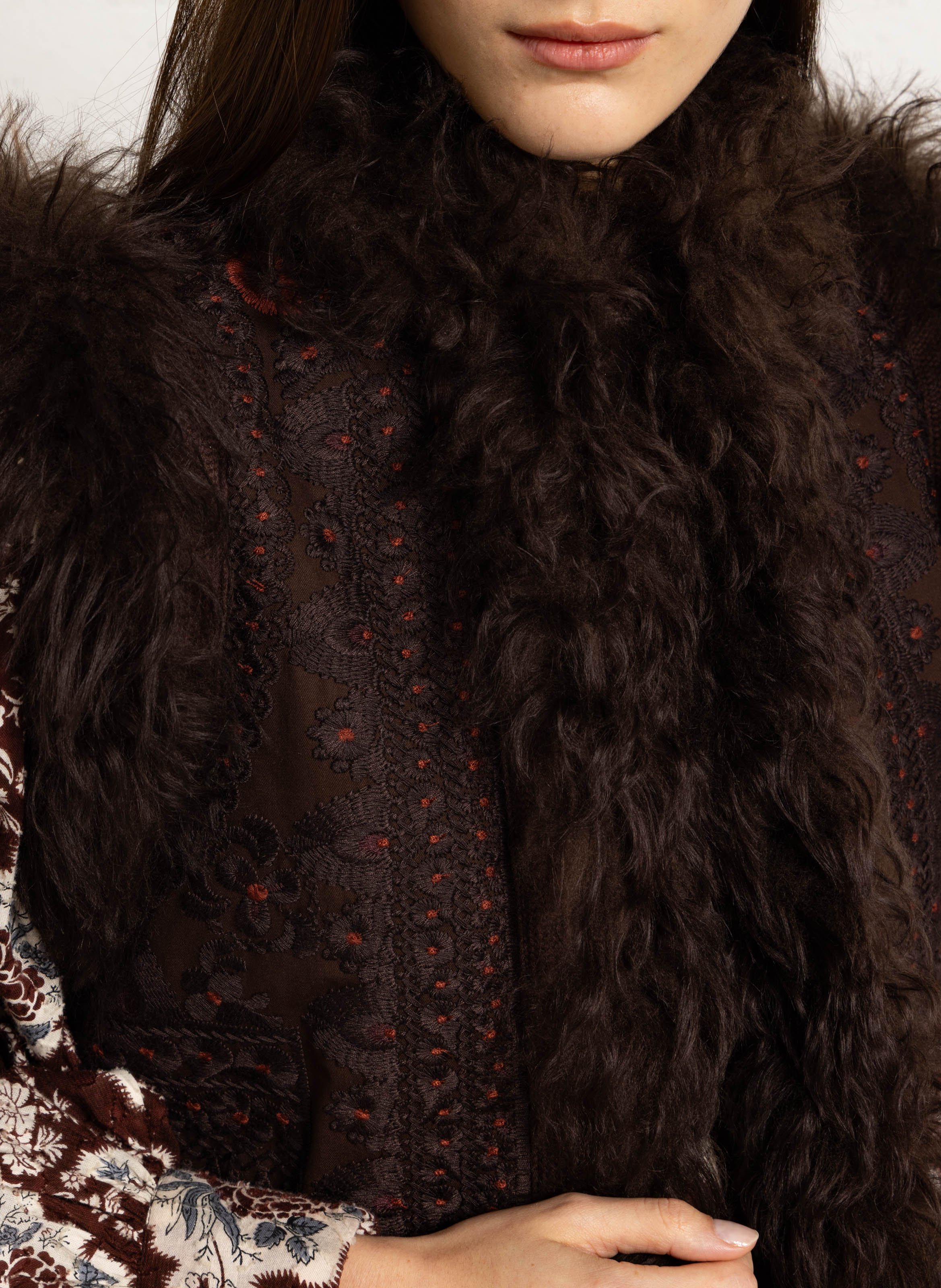 Bestickte Baumwolljacke ANTIK BATIK Braun