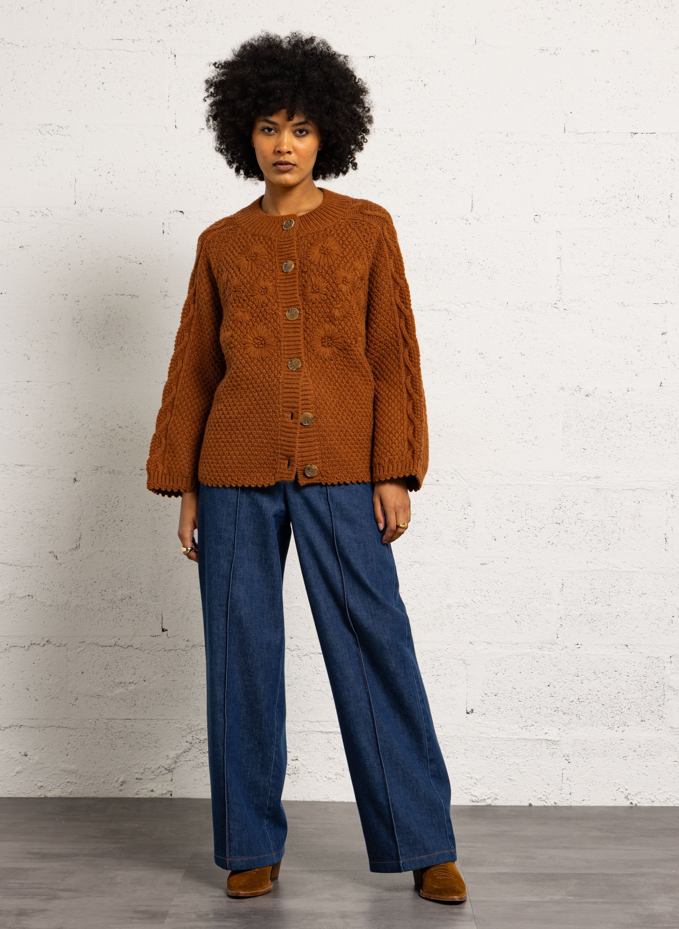 Round-neck cardigan LOUISE MISHA Brown