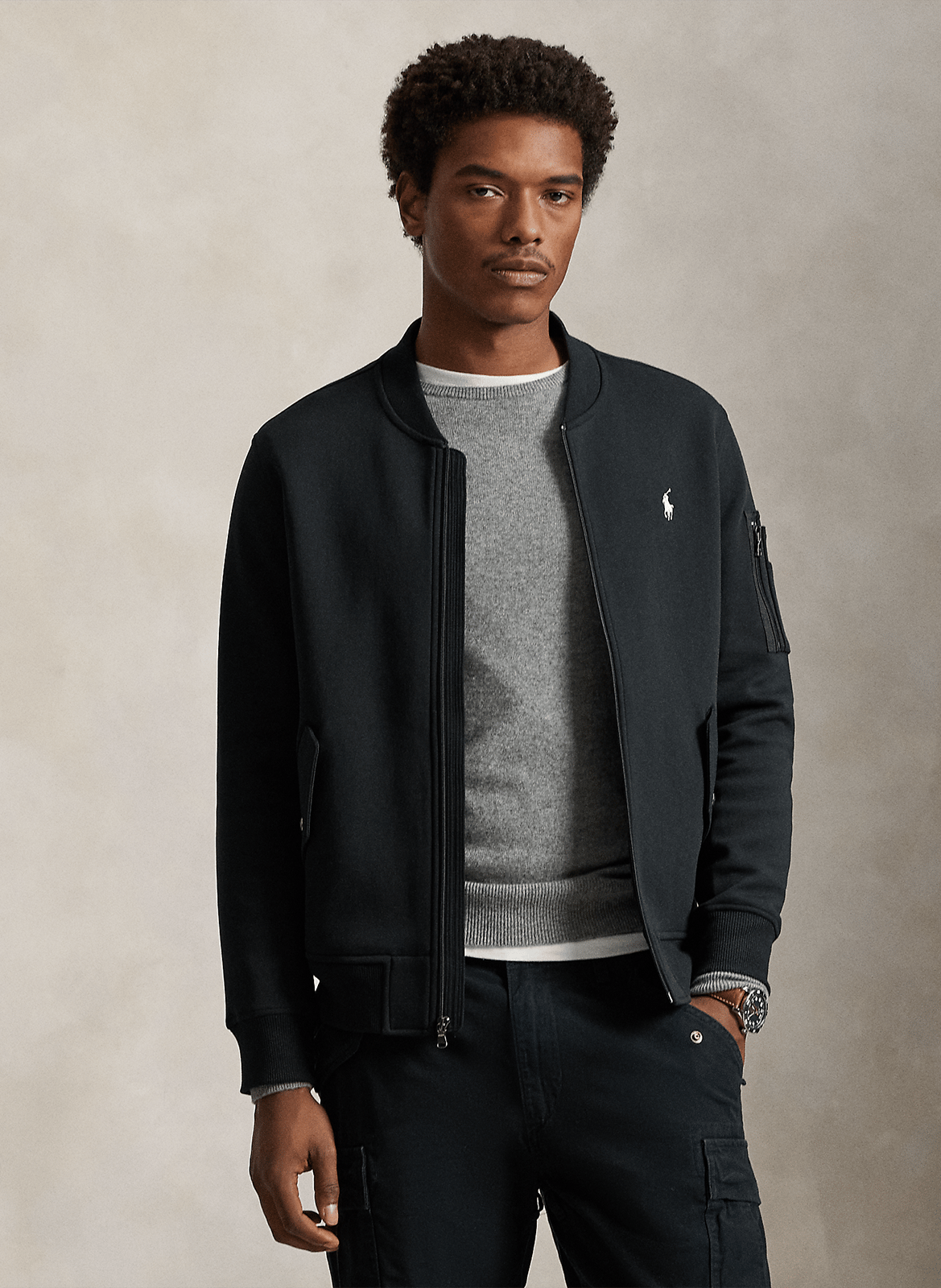 Blouson aus Baumwoll-Mix mit Rundhalsausschnitt POLO RALPH LAUREN Schwarz
