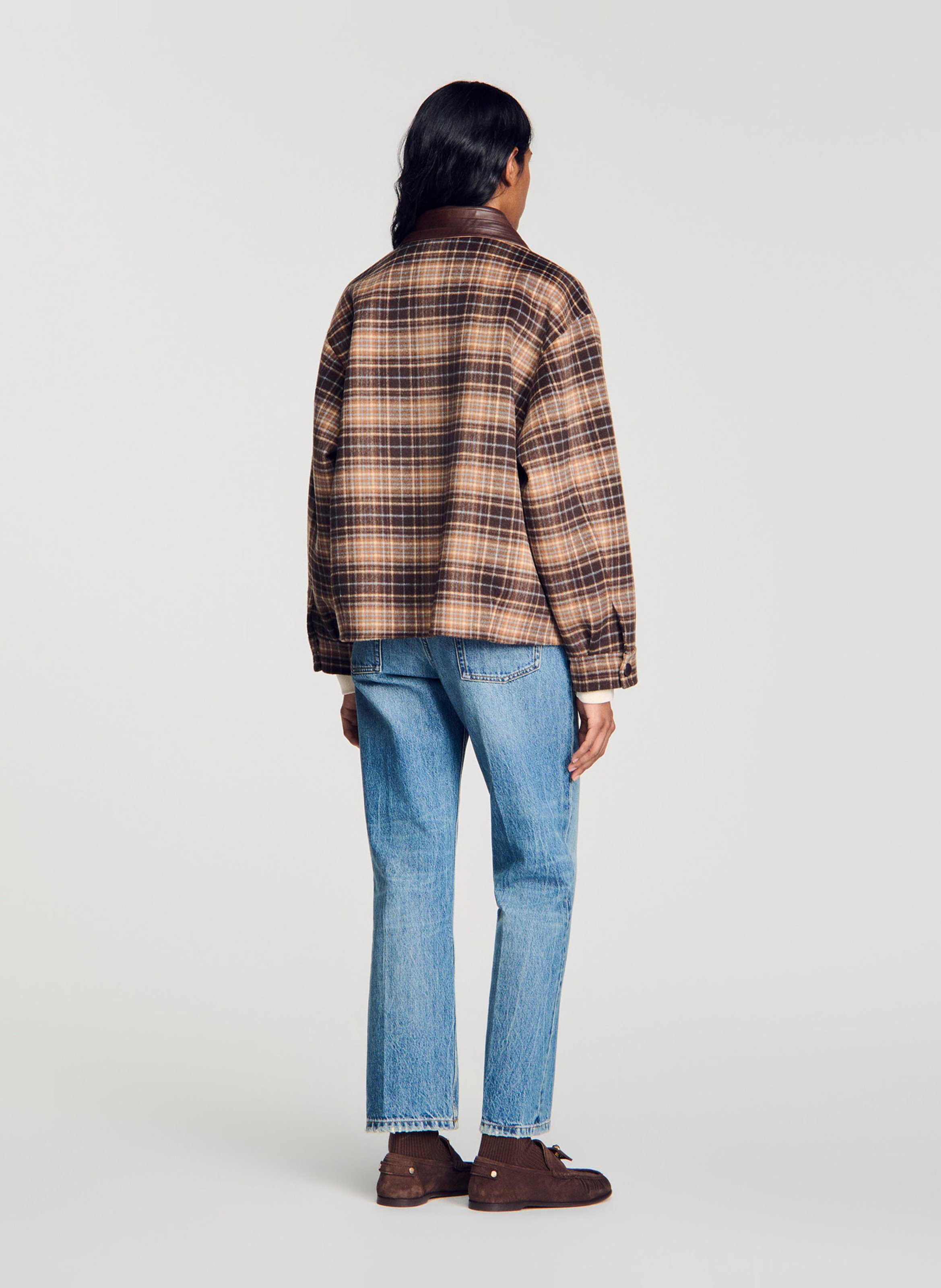 Manteau col classique en laine SANDRO Marron