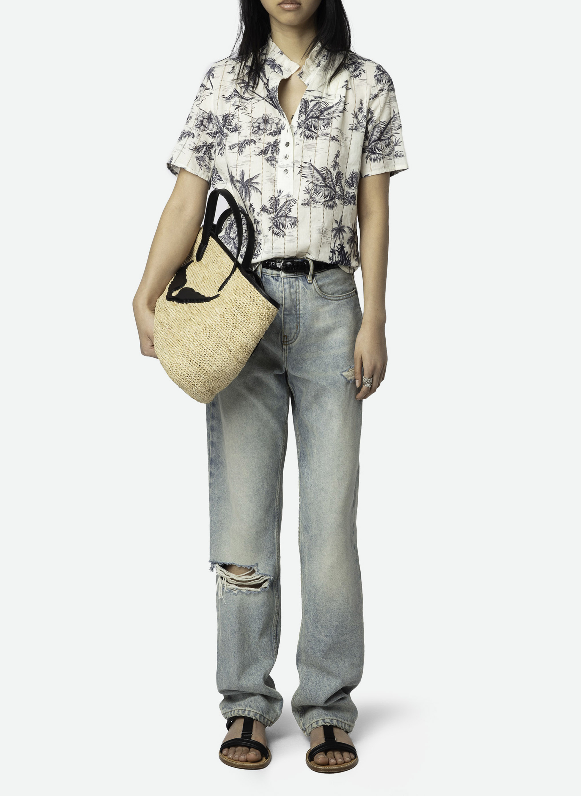 Baumwollbluse mit Rundhalsausschnitt ZADIG&VOLTAIRE Beige