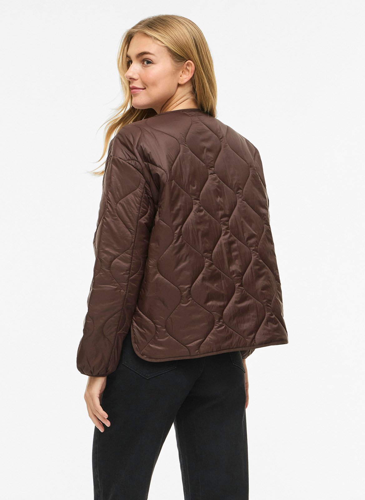 Quilted round neck jacket VILA Brown
