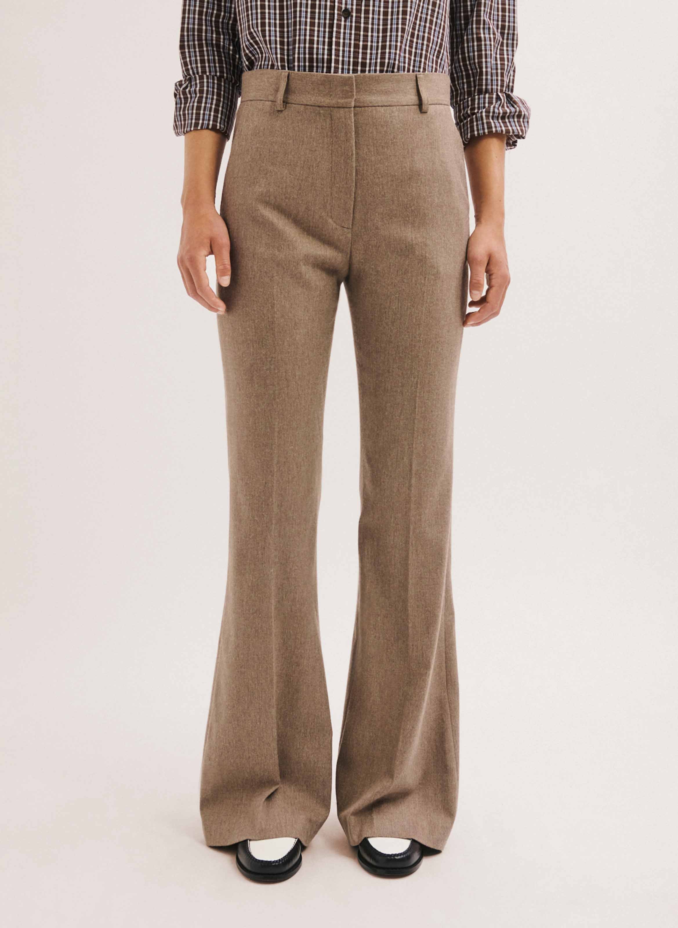 Pantalon flare taille haute PABLO Beige