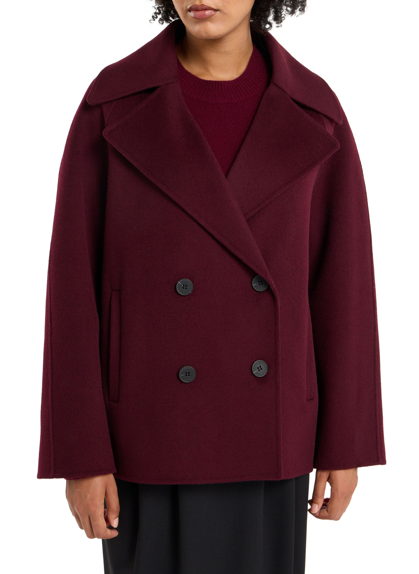 Oversized short coat in blended wool wabana SAISON 1865 Red