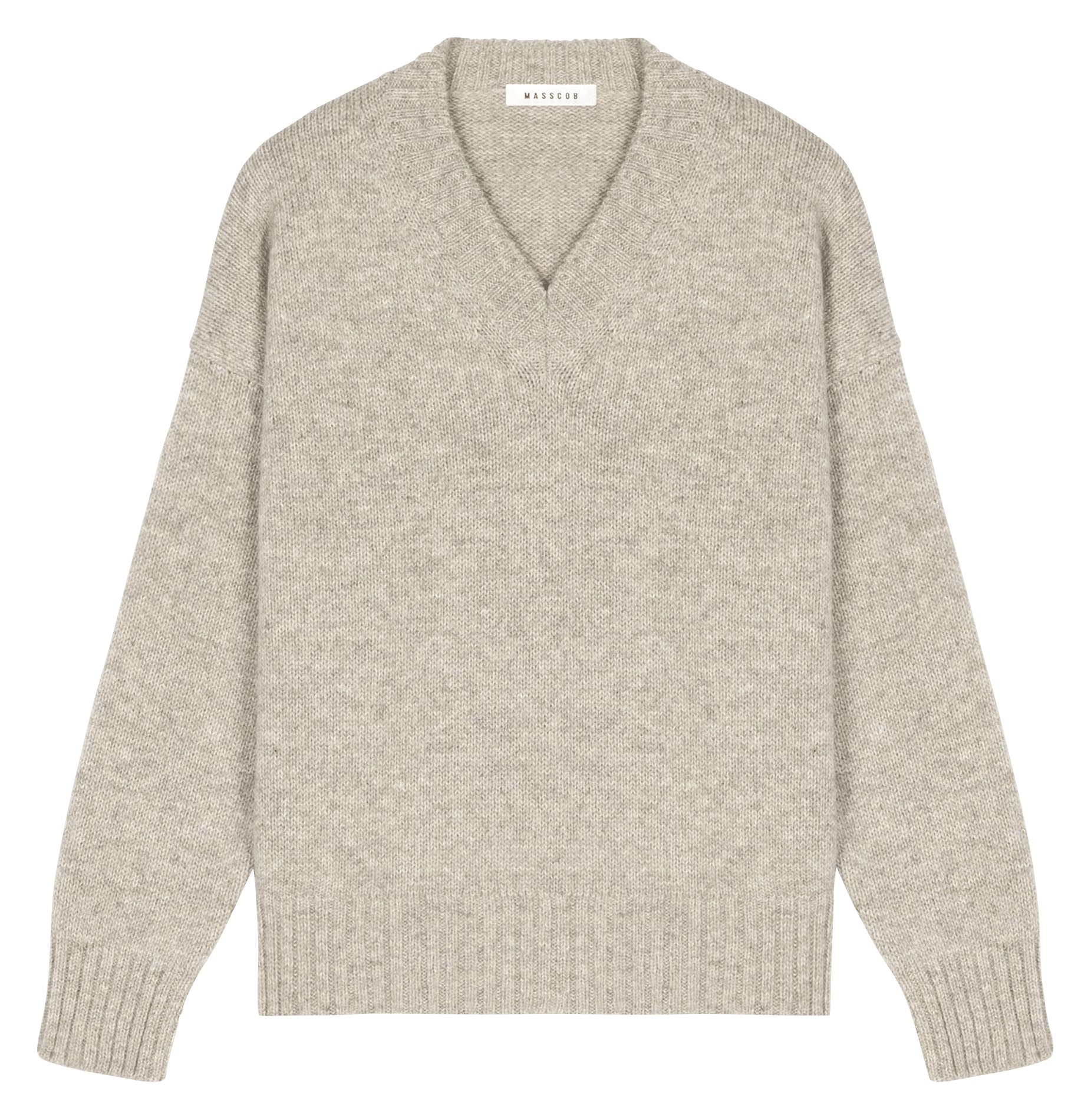 Trui van wol met V-hals MASSCOB Beige