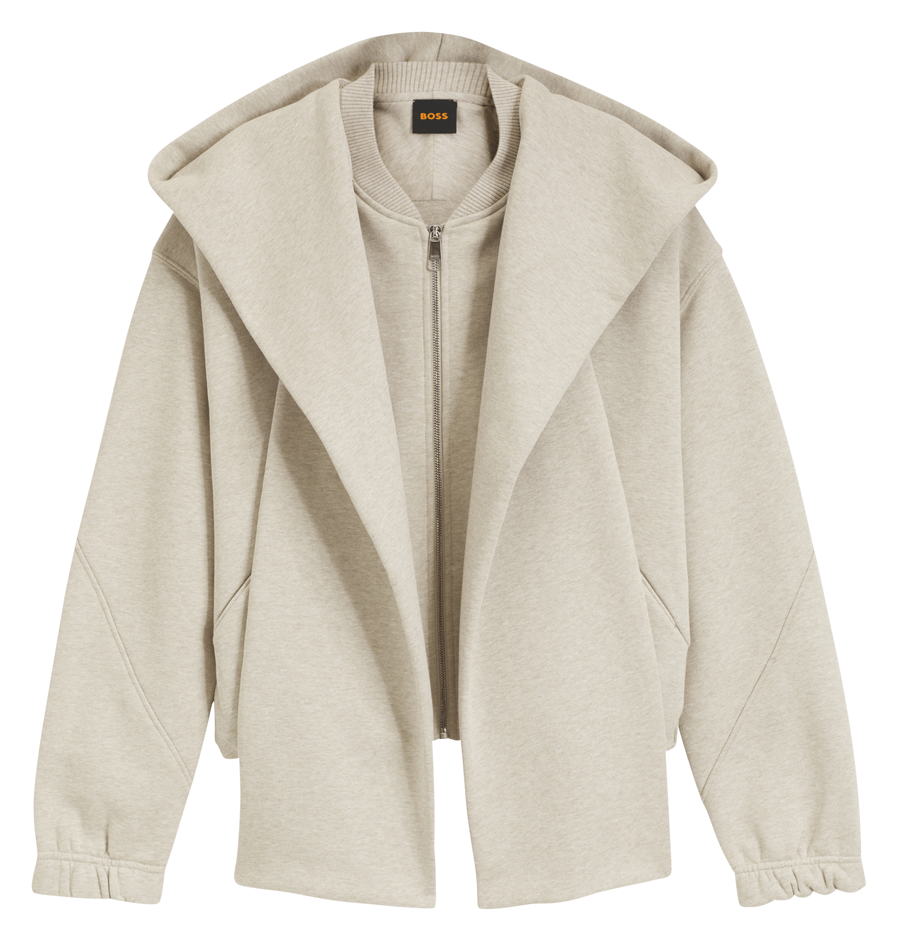 Sweatshirt with removable scarf in blended cotton BOSS Khaki