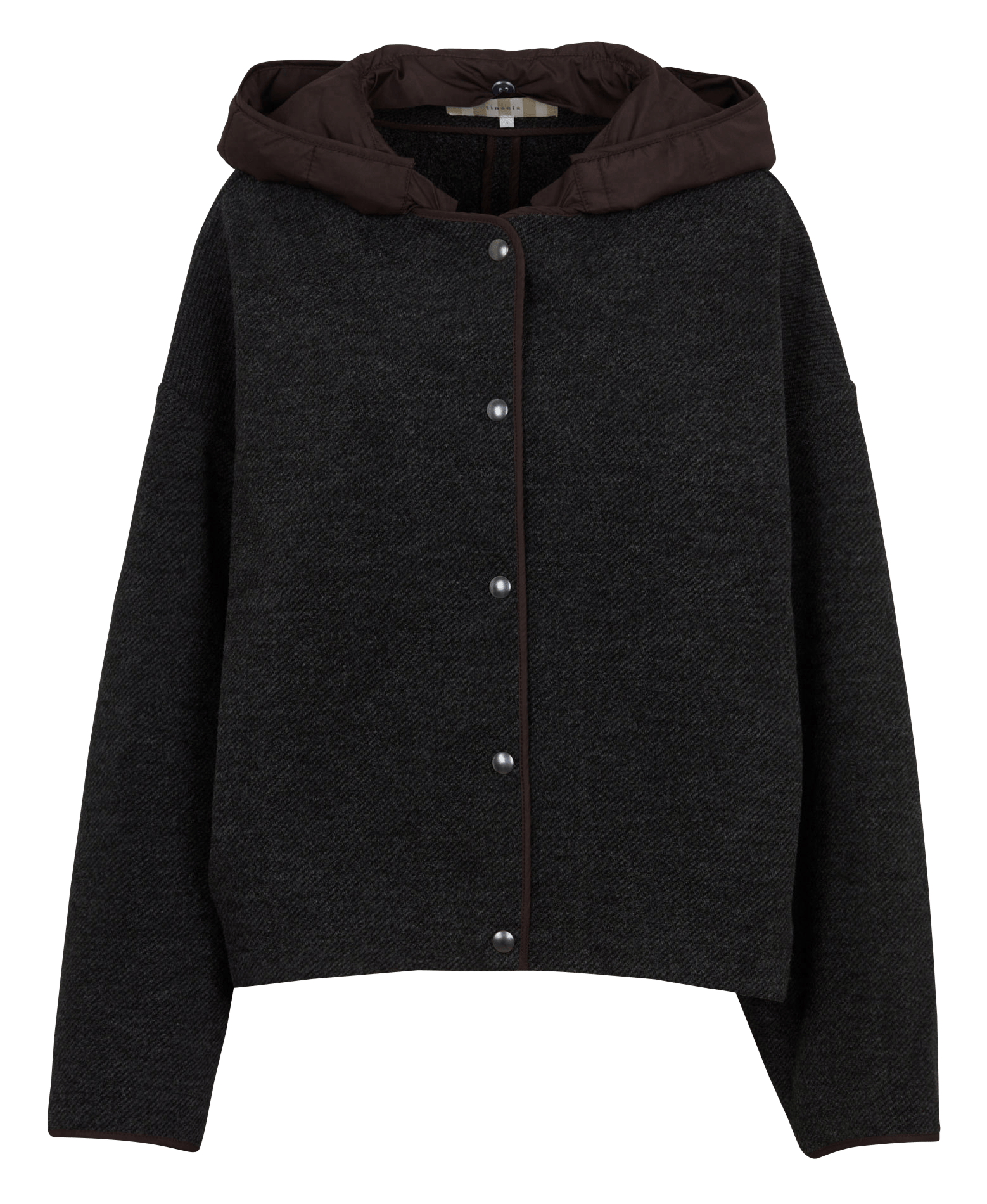 Weit geschnittene Jacke mit Rundhalsausschnitt und Kapuze TINSELS Silber