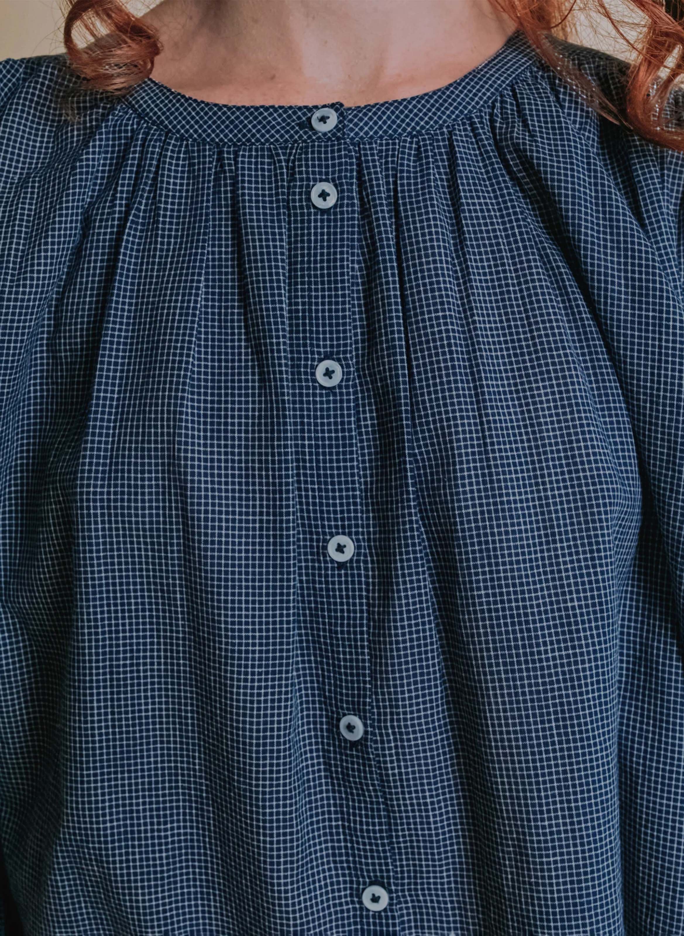Baumwollbluse mit Rundhalskragen EMILE ET IDA Blau
