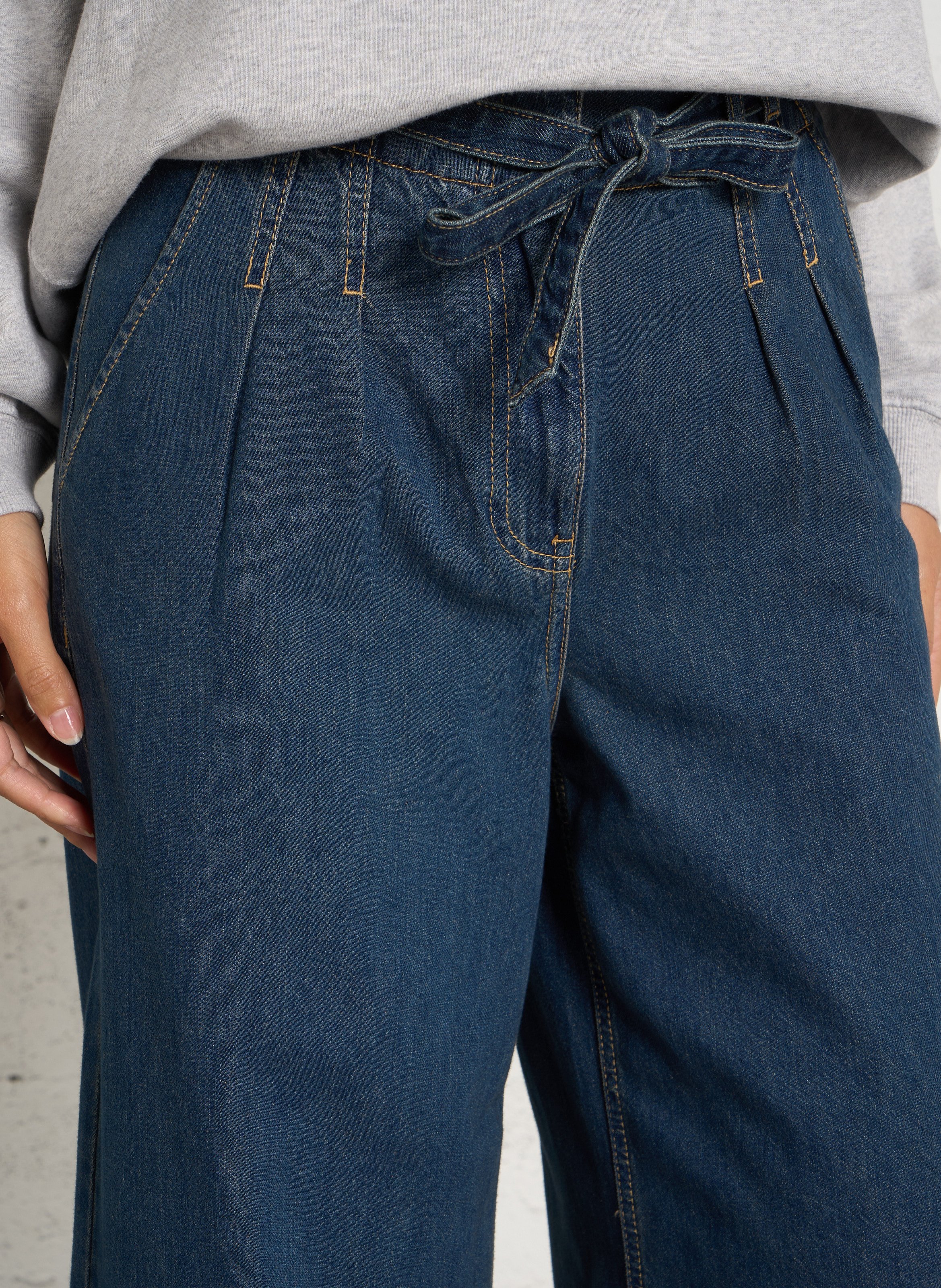 Wide-leg jeans with cotton belt IKKS Blue