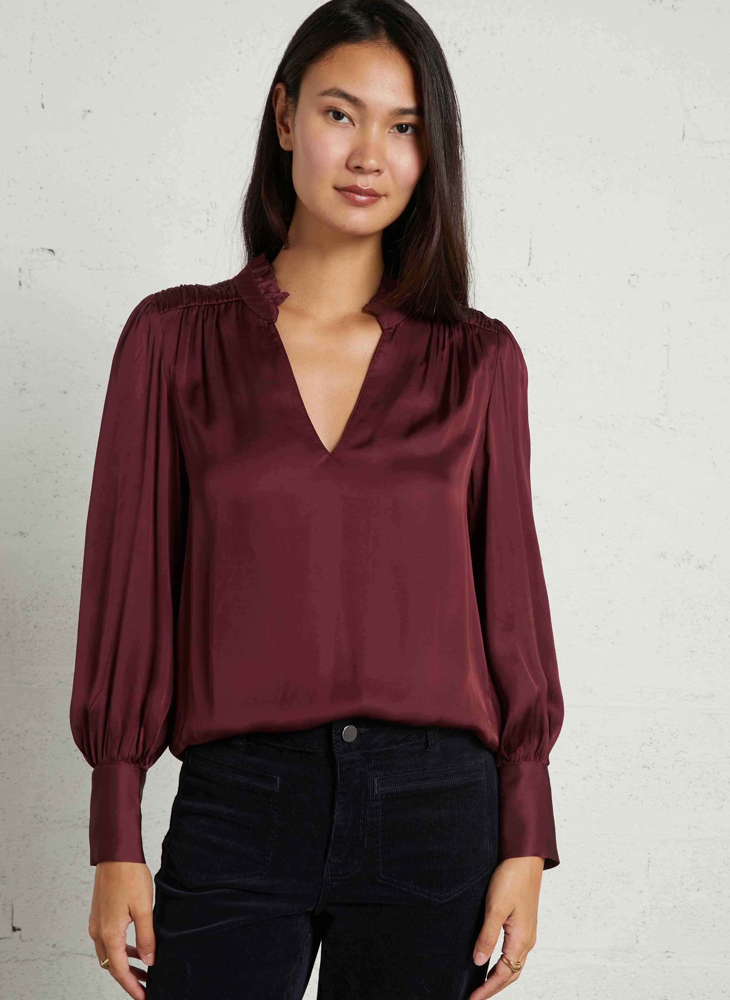 Blouse droit col V effet satiné MAISON 123
