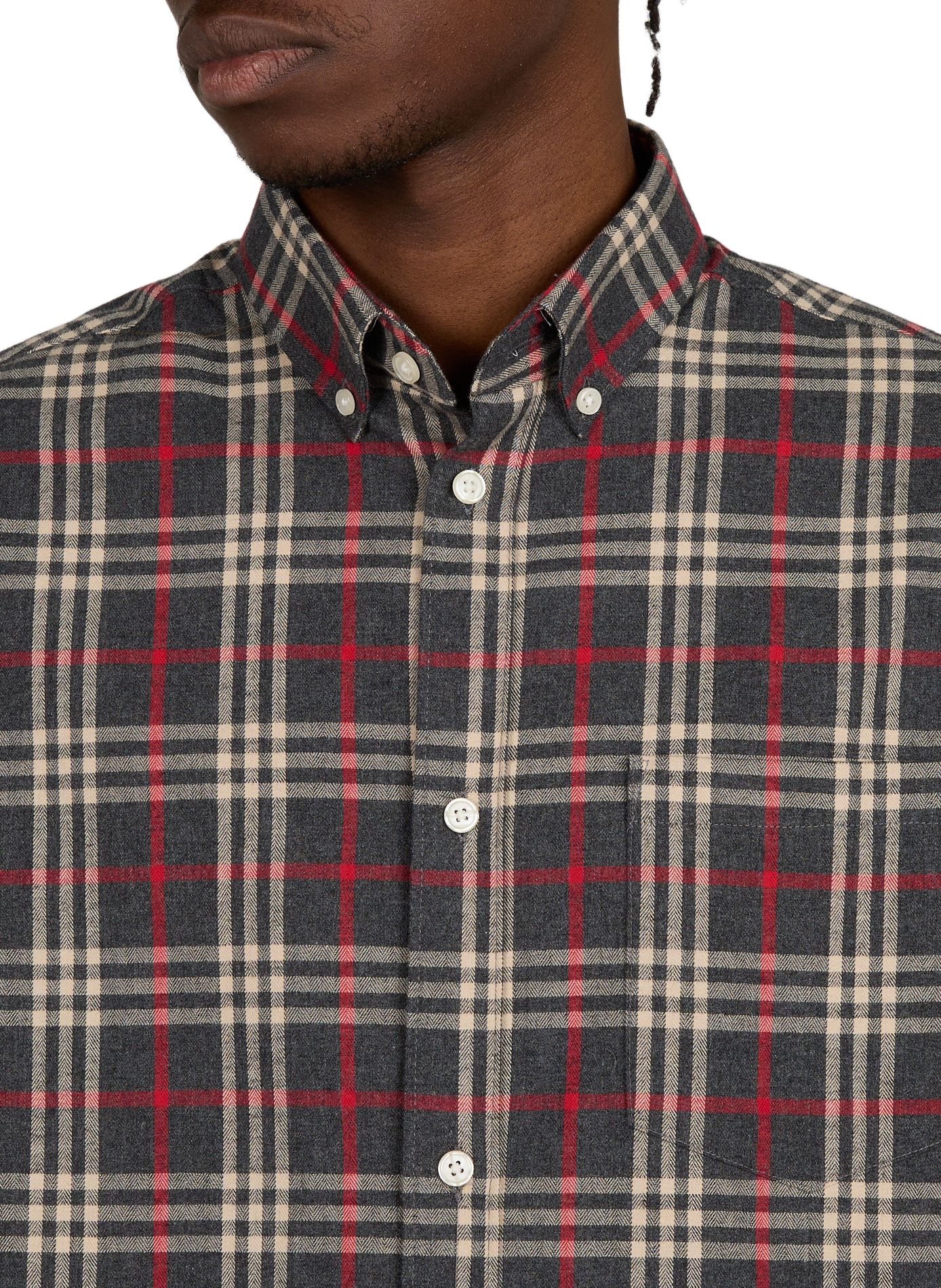 Iflane-D checked cotton American collar shirt AU PRINTEMPS PARIS Grey