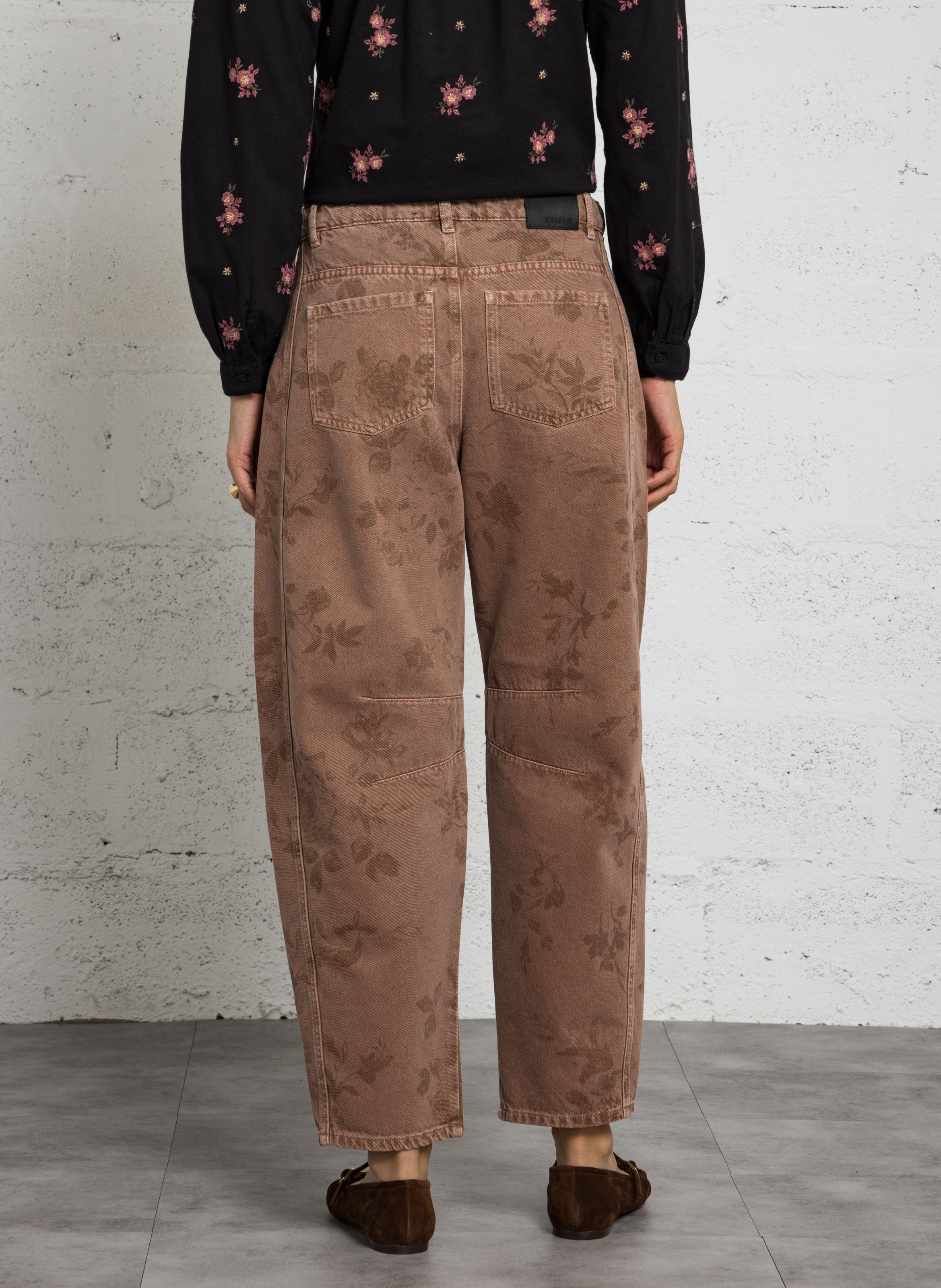Straight barrel-fit patterned jeans IKKS Brown
