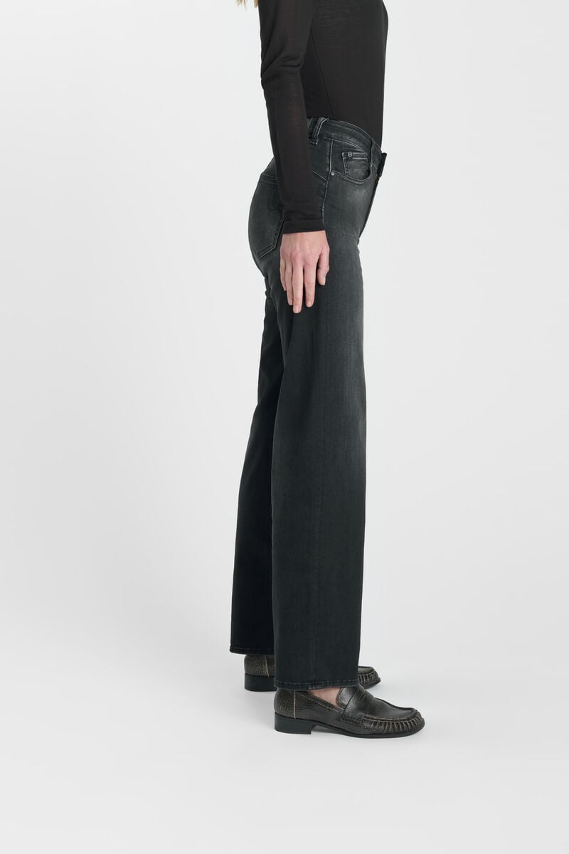 High-waisted loose-fit zip jeans LE TEMPS DES CERISES Black