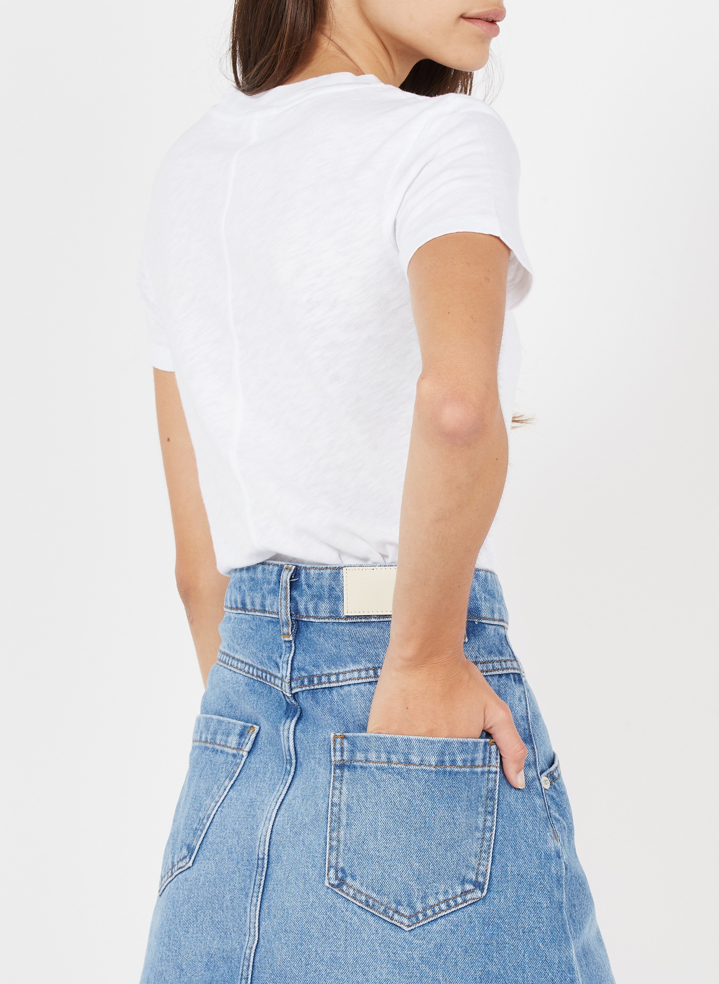 Tee-shirt col rond droit en coton AMERICAN VINTAGE Blanc