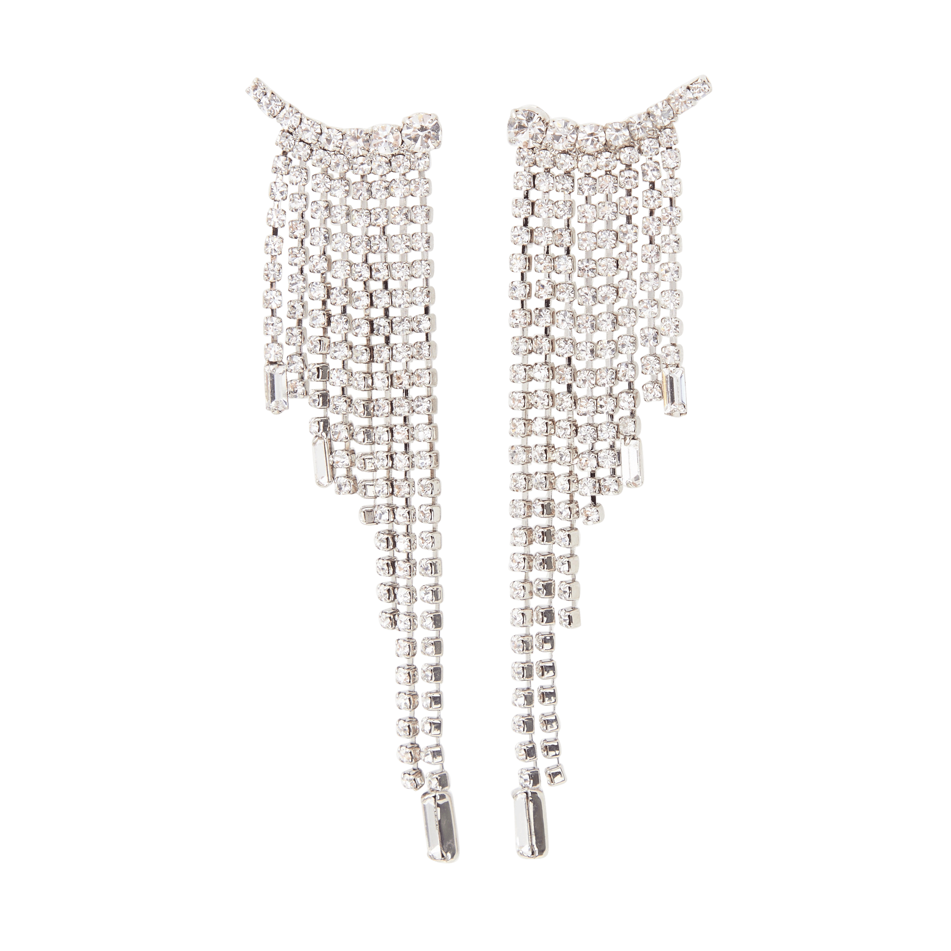 Waterfall crystal clip earrings WhiteHELENE ZUBELDIA