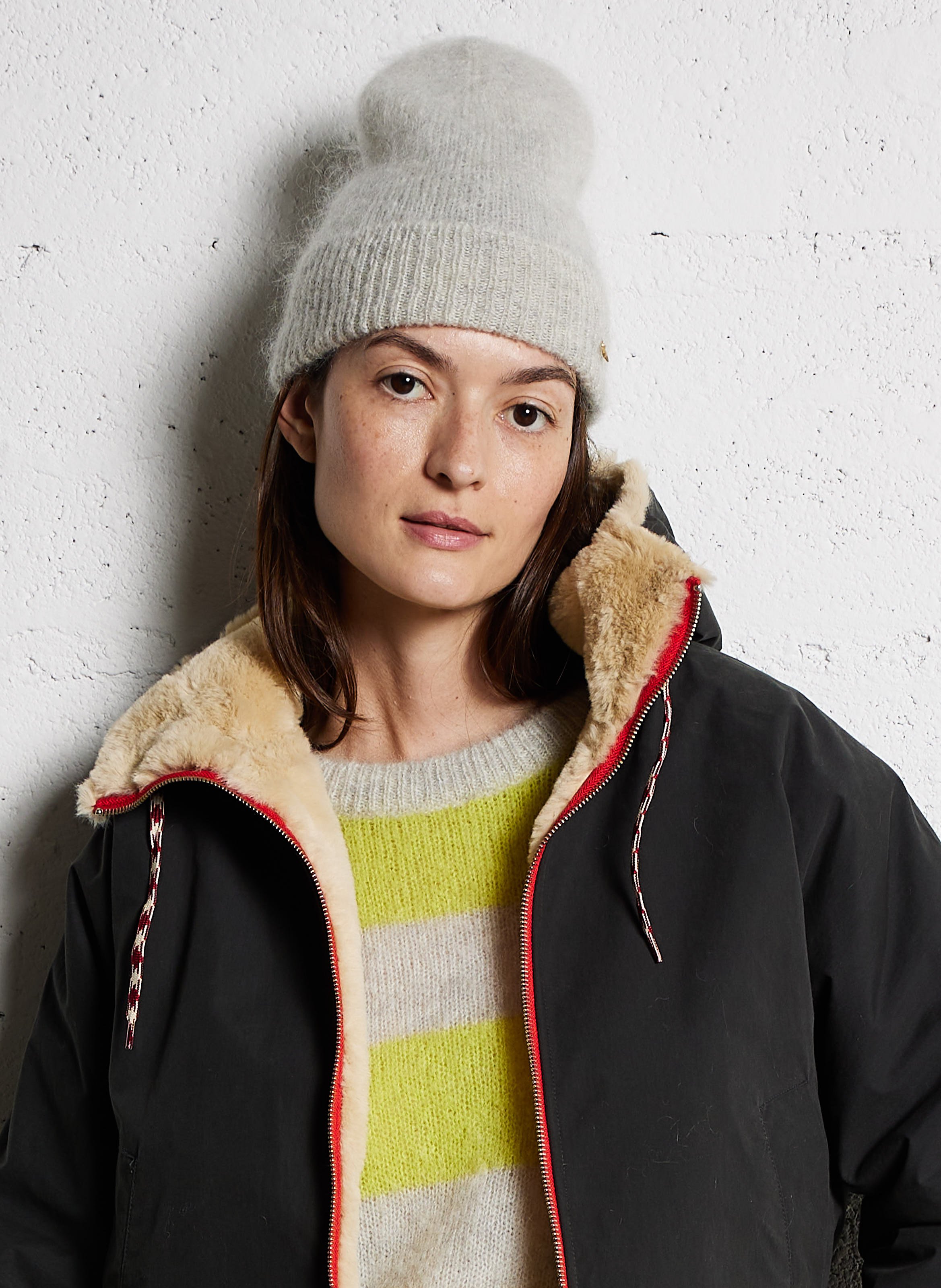 Blouson col montant ample en coton mélangé BELLEROSE Noir