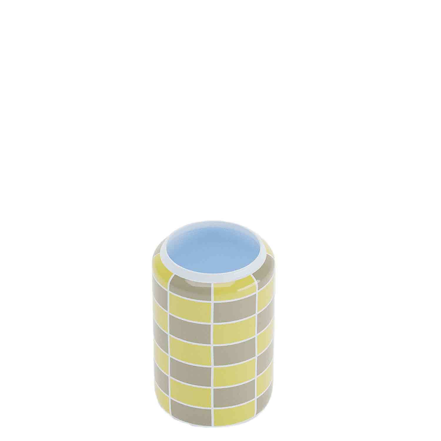 potiron❤︎ Cylindrical checkered ceramic vase Jaune Potiron paris
