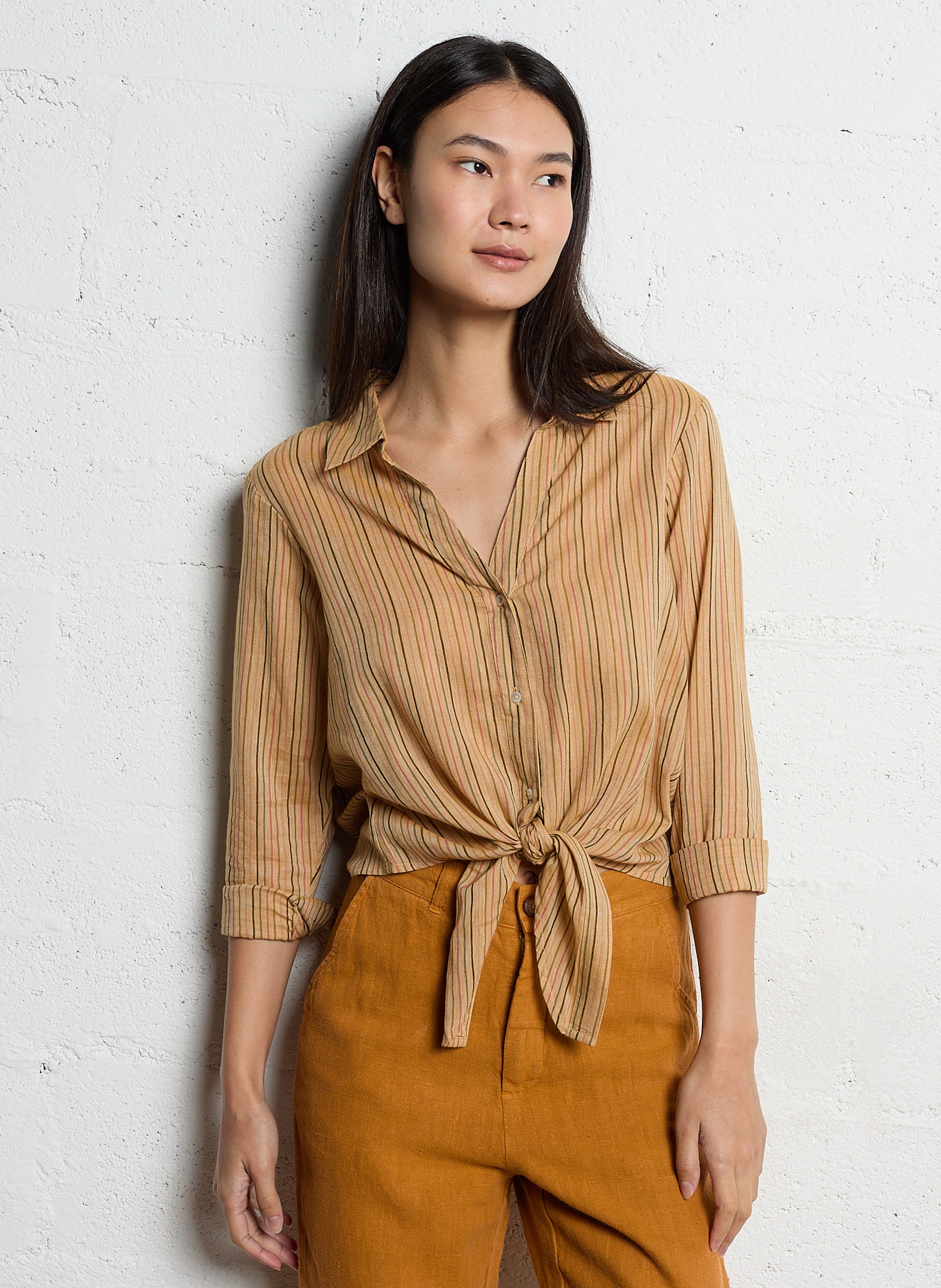 Cotton shirt with classic collar EMILE ET IDA Yellow