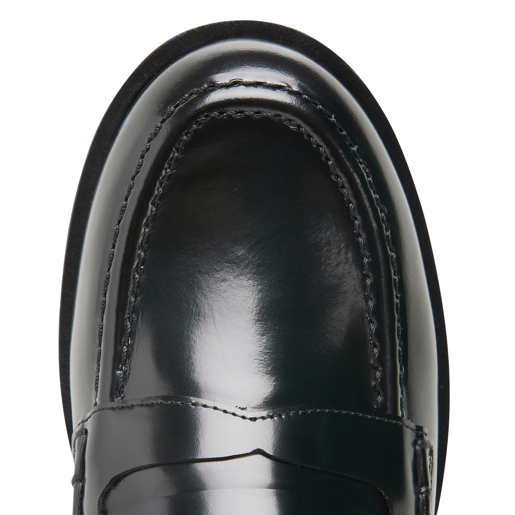Moccasins with serrated sole in glazed leather Black