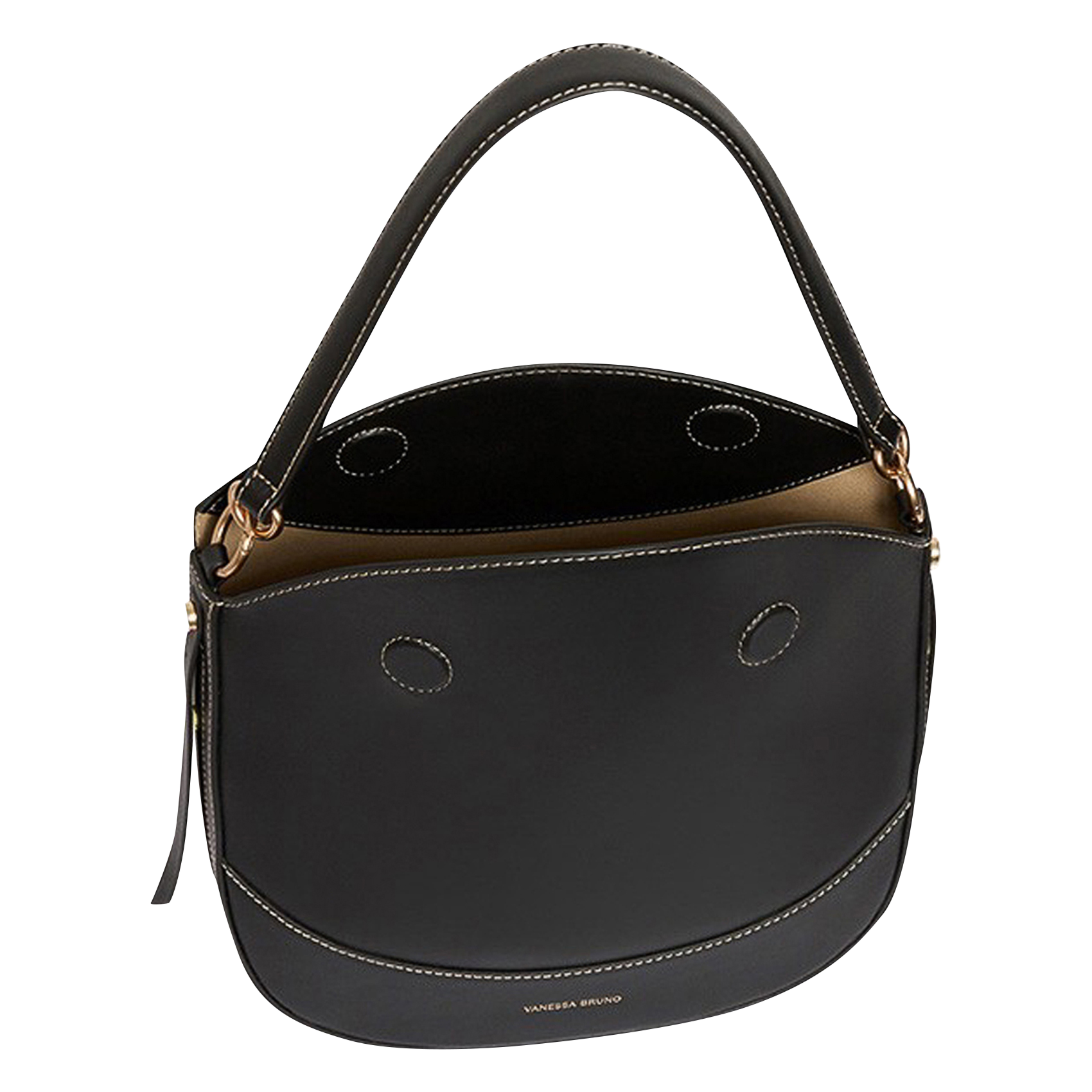 Buideltas van getextureerd leer met veters VANESSA BRUNO Zwart