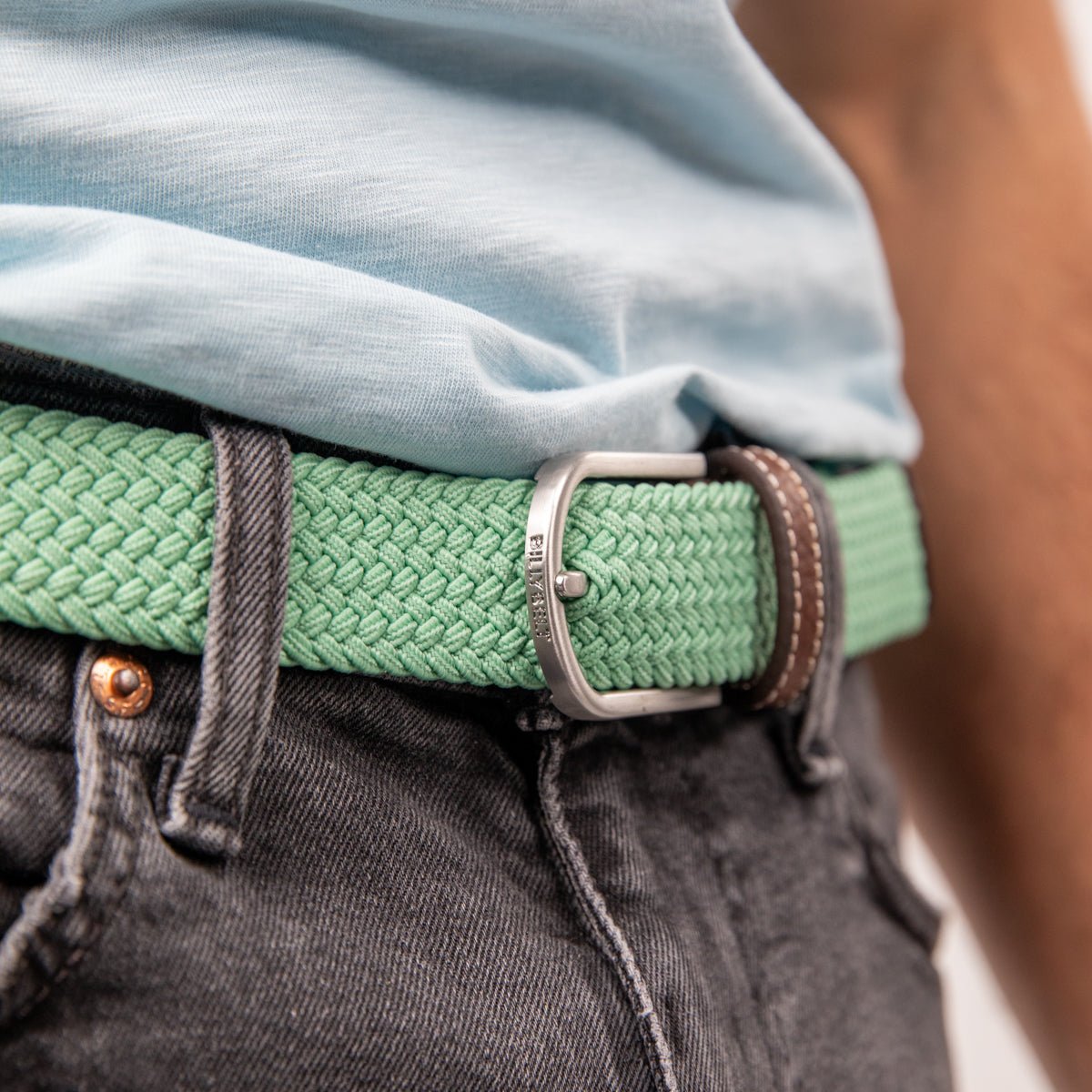 Solid Elastic Braided Belt BILLYBELT Green