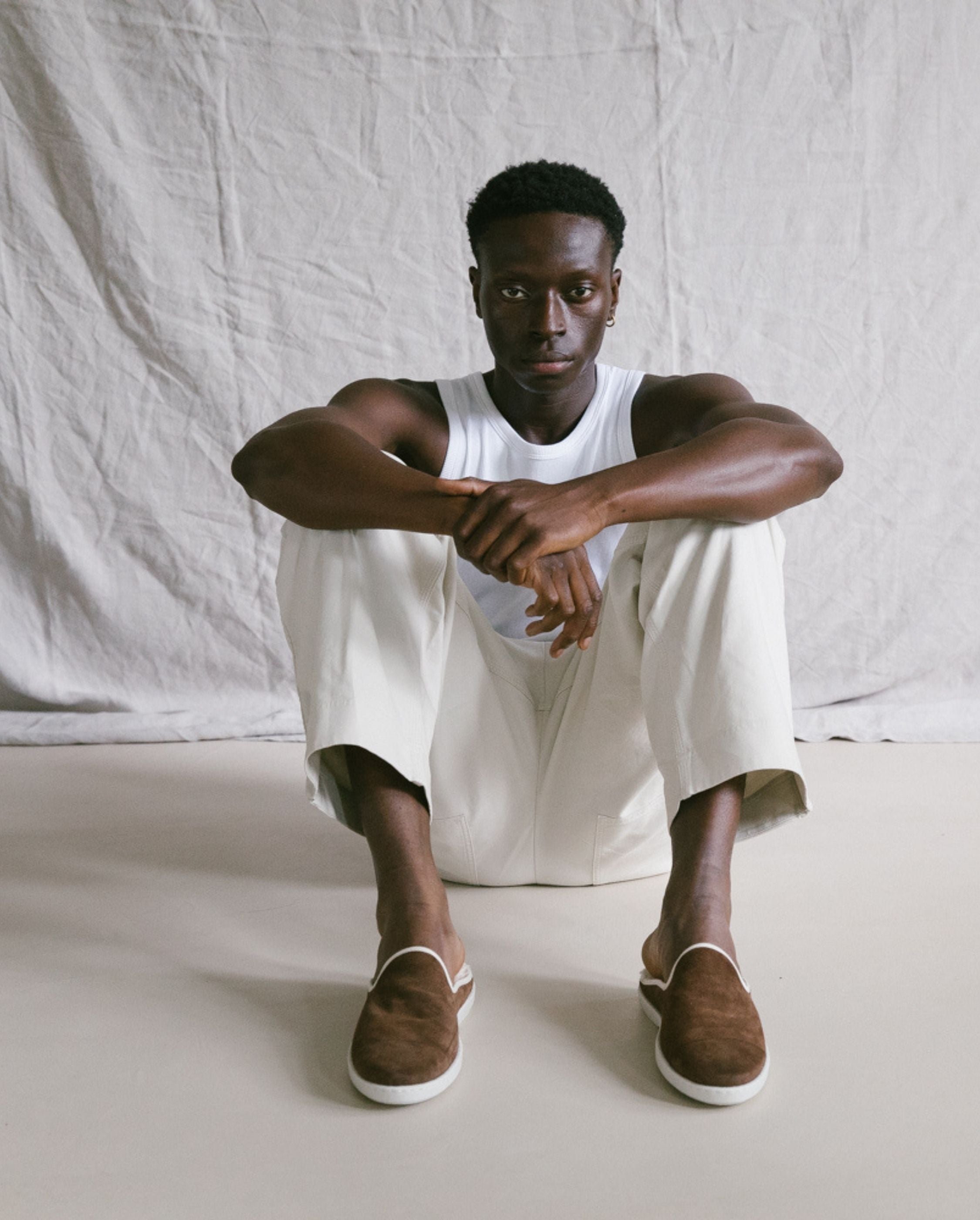 Men's leather mule, mocha ANGARDE Brown