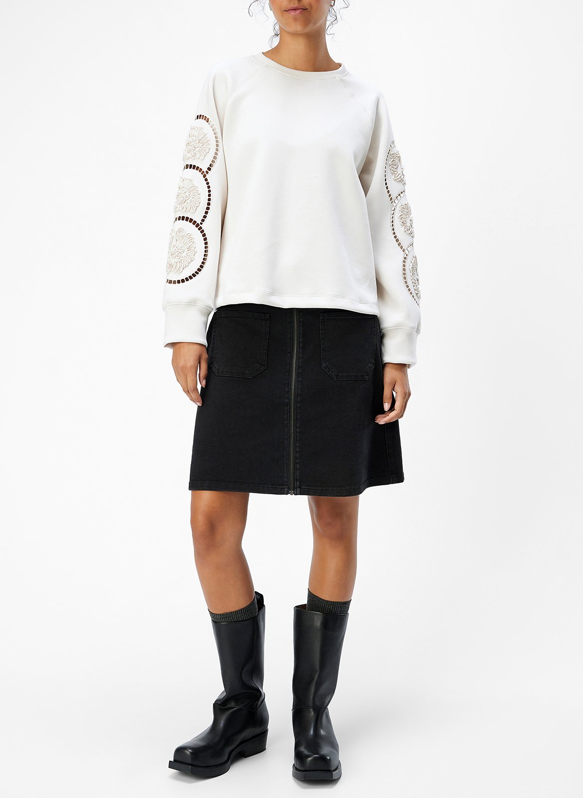 Straight sweatshirt in mixed recycled fibers OBJECT Beige