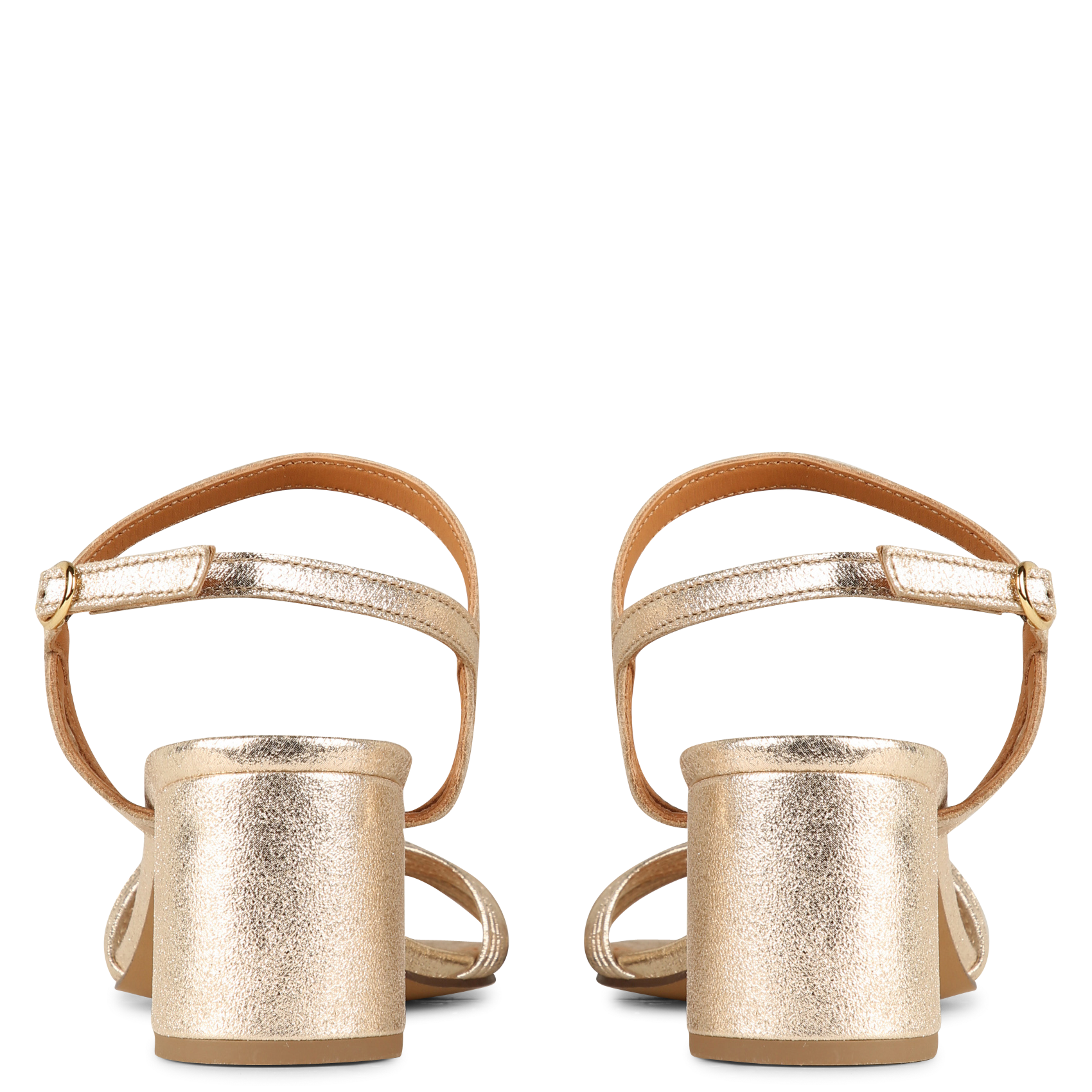 Open-toe sandals with low suede heel MAISON TOUFET Golden