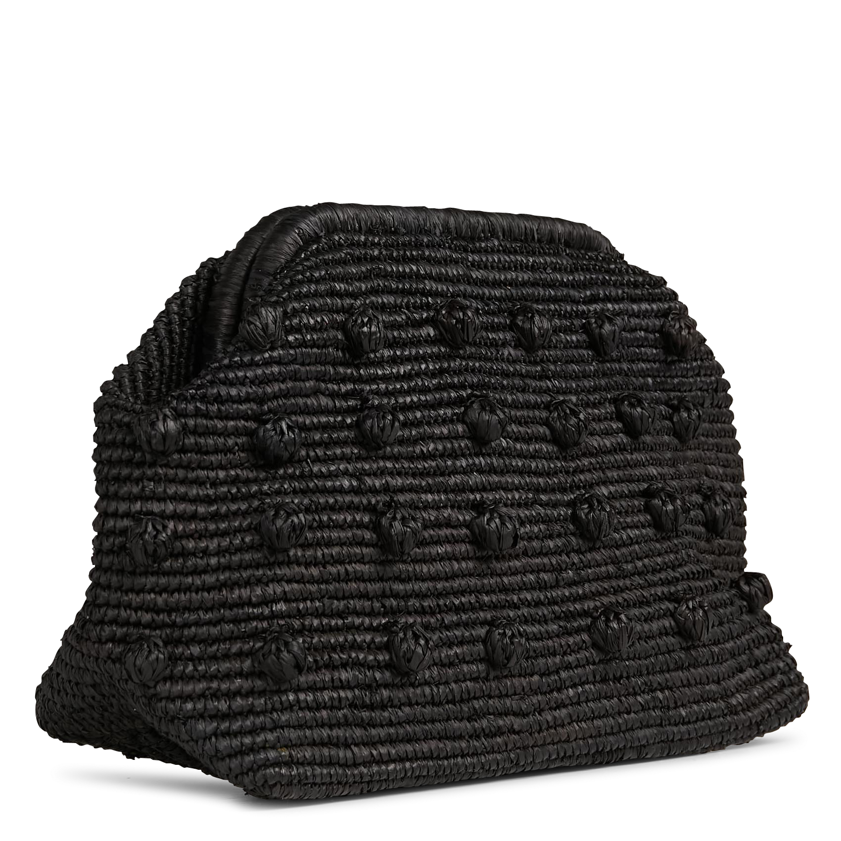 Handgetragene Clutch aus Raffia Schwarz
