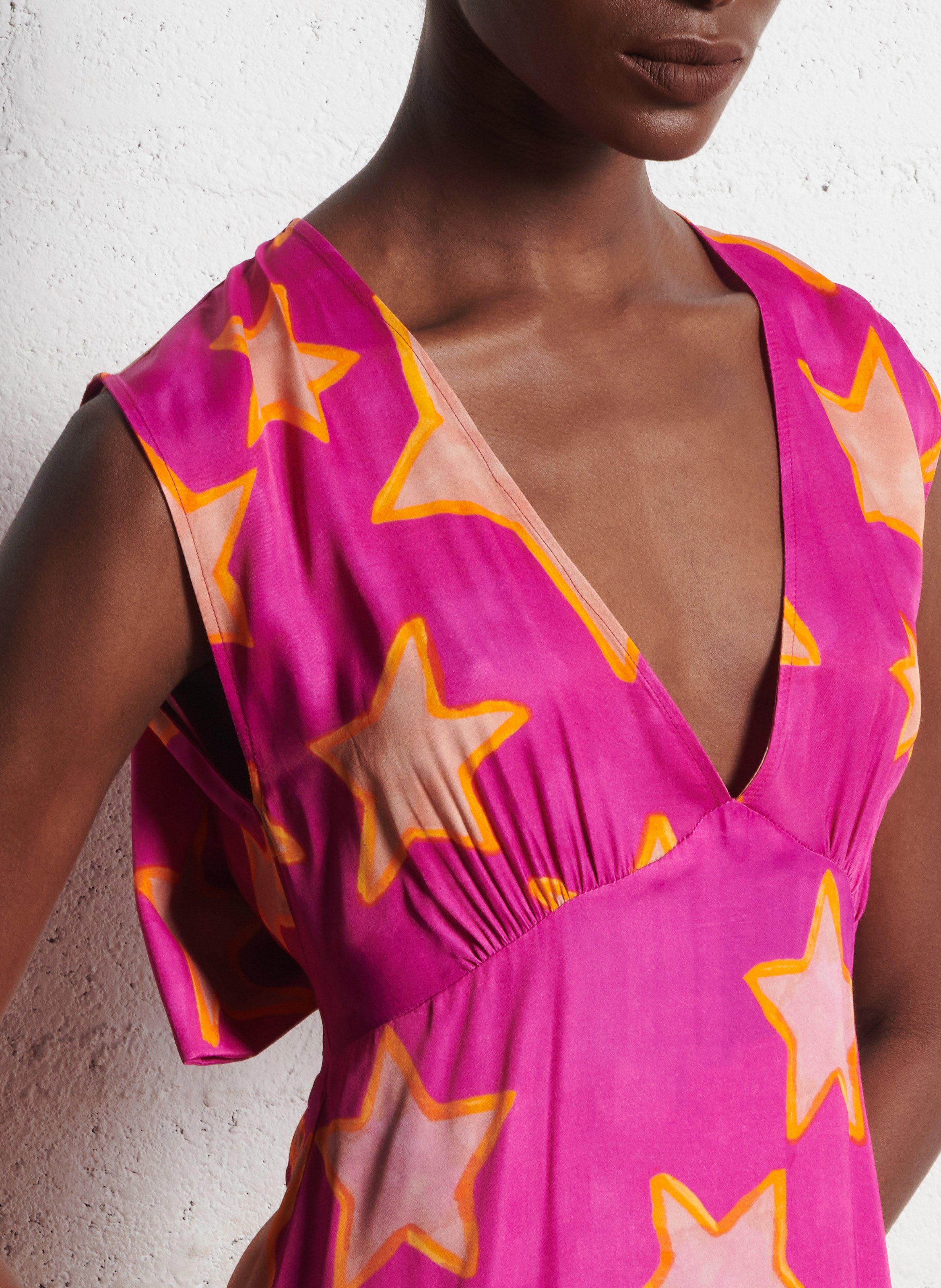 Straight V-neck dress ELISE CHALMIN Pink