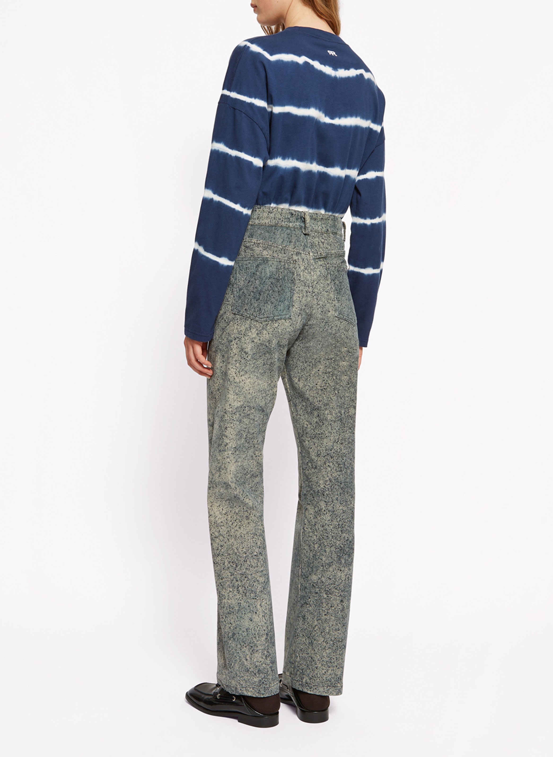 Pantalon droit imprimé en velours côtelé ROSEANNA Bleu