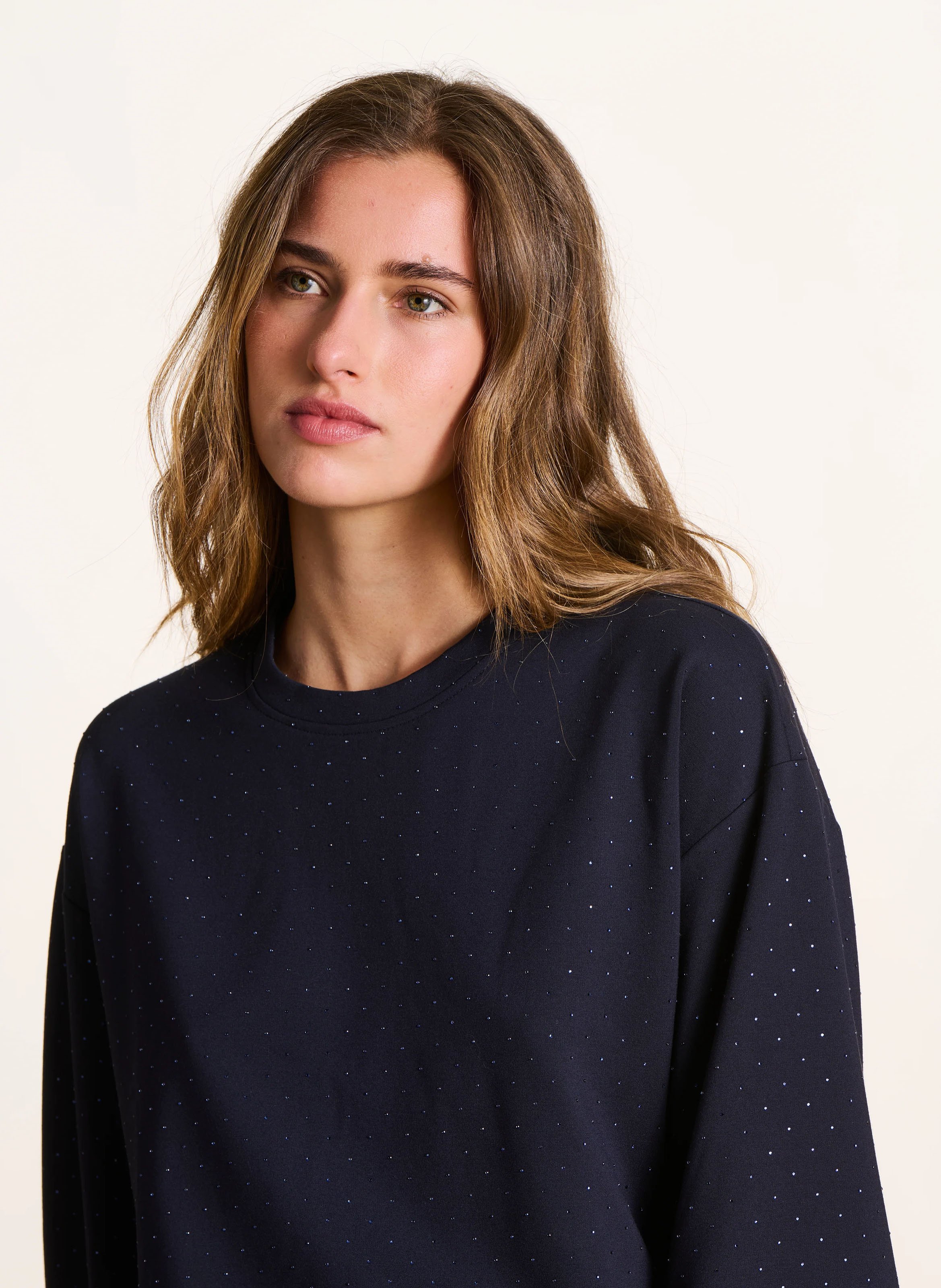 Oversize-Pullover mit Strass LA FEE MARABOUTEE Blau