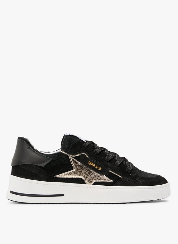 Low-Top leather mix sneakers Noir Semerdjian smr Women Place