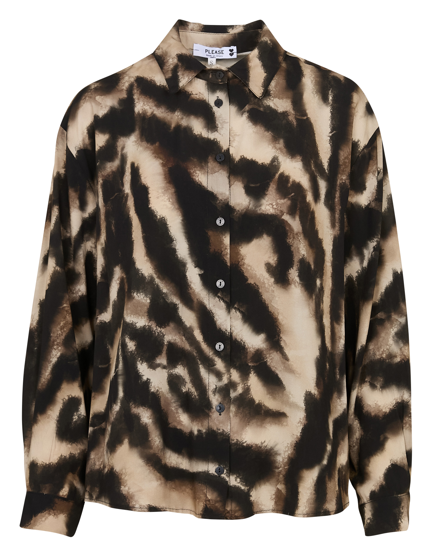 Chemise oversize col classique fluide PLEASE Beige