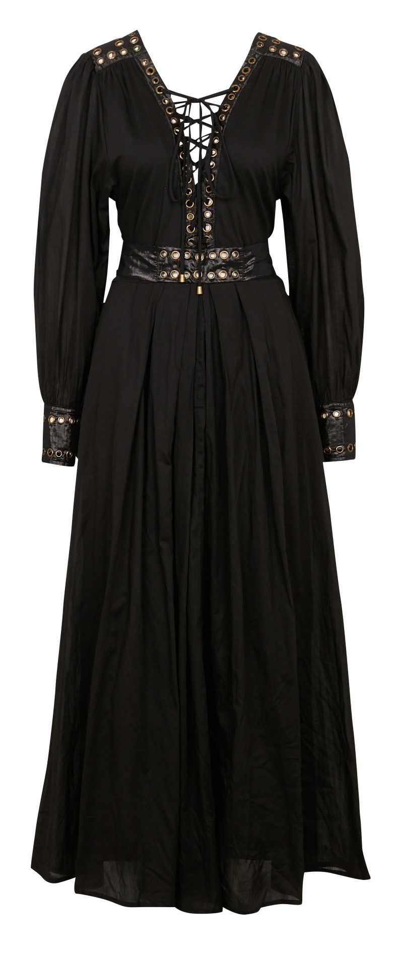 Robe longue col V en coton MES DEMOISELLES Noir