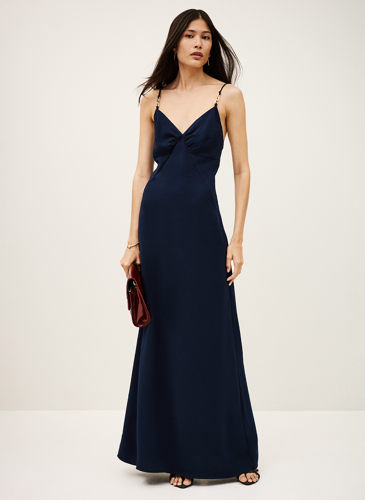 Robe longue droite col V bretelles  BA&SH Bleu