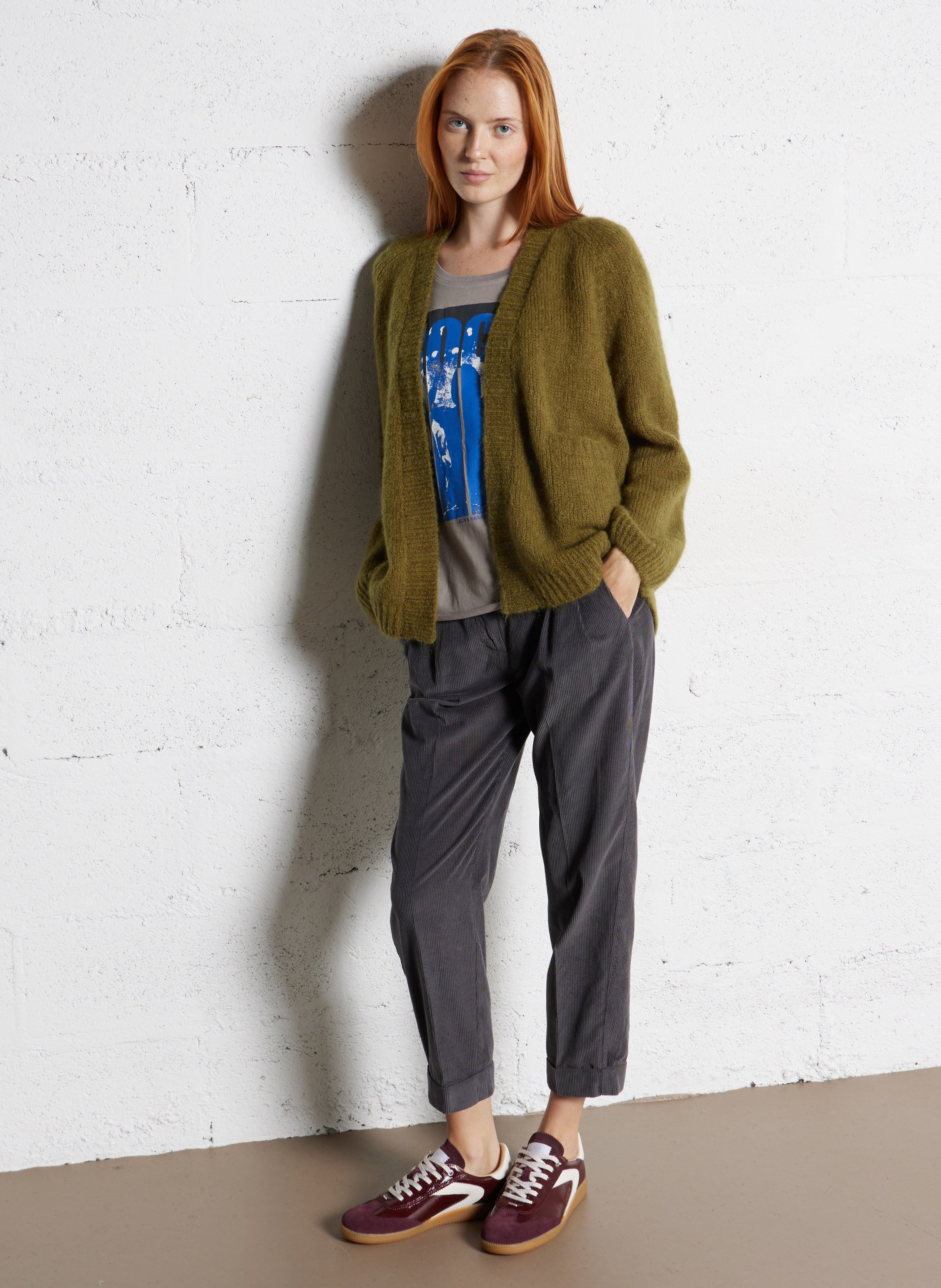 Open straight wool blend vest MAISON ANJE Blue