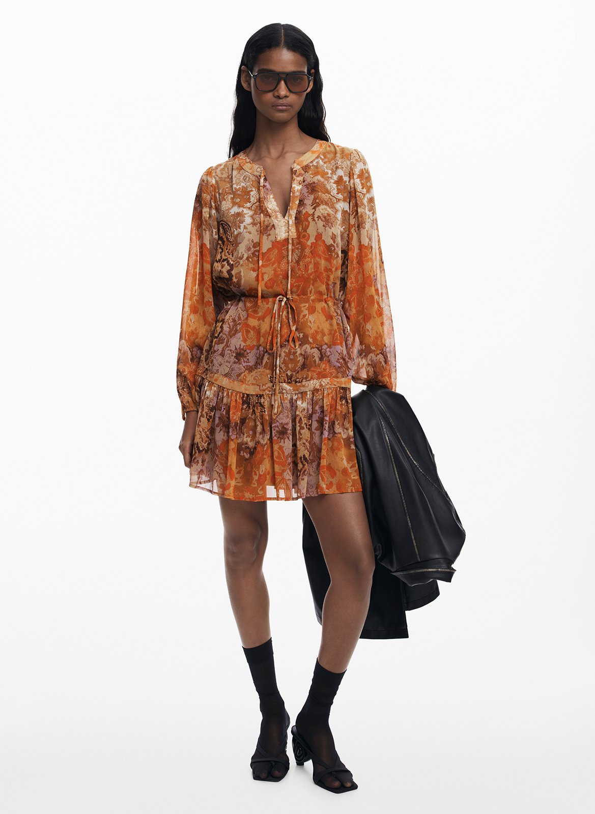 Abito collo rotondo stampato DESIGUAL Arancio