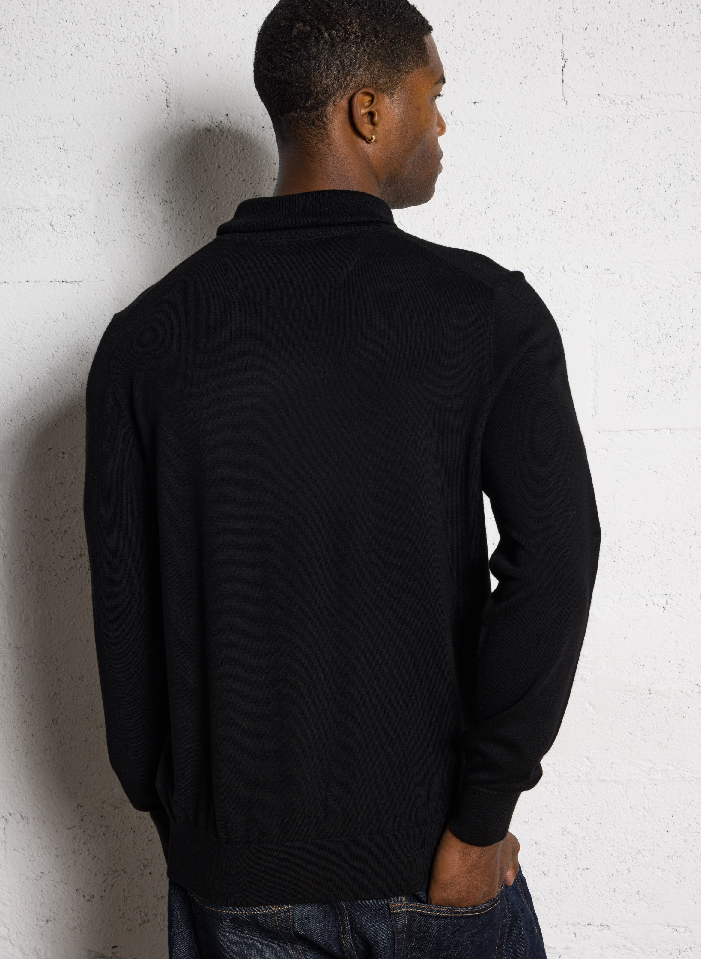 Col roulé droit brodé en laine EDEN PARK Noir