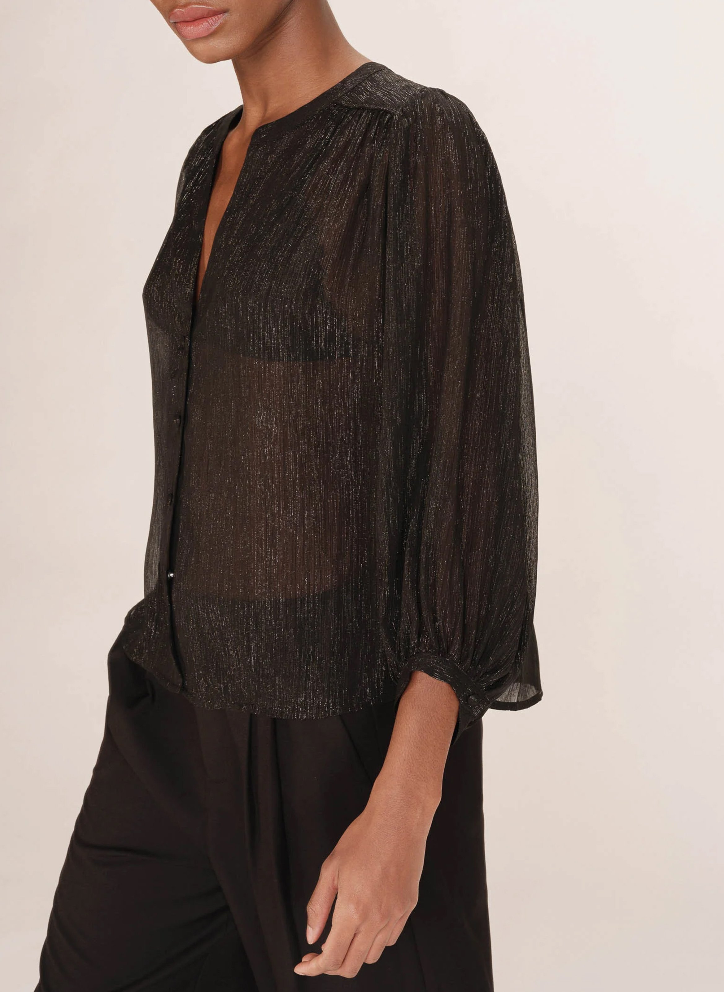 Bluse mit V-Ausschnitt GRACE ET MILA Schwarz