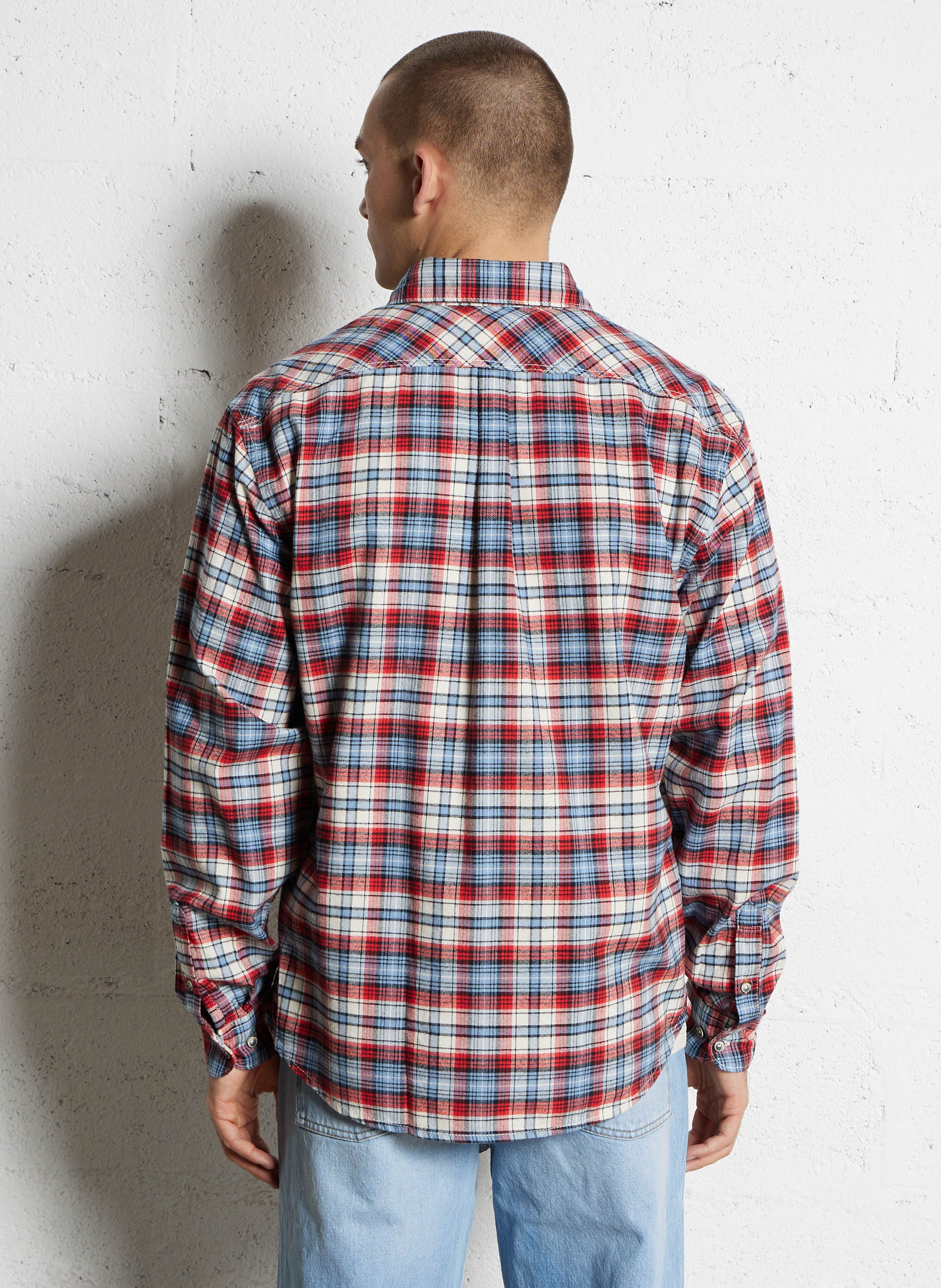 Chemise droite col américain à carreaux en coton NAPAPIJRI Rouge