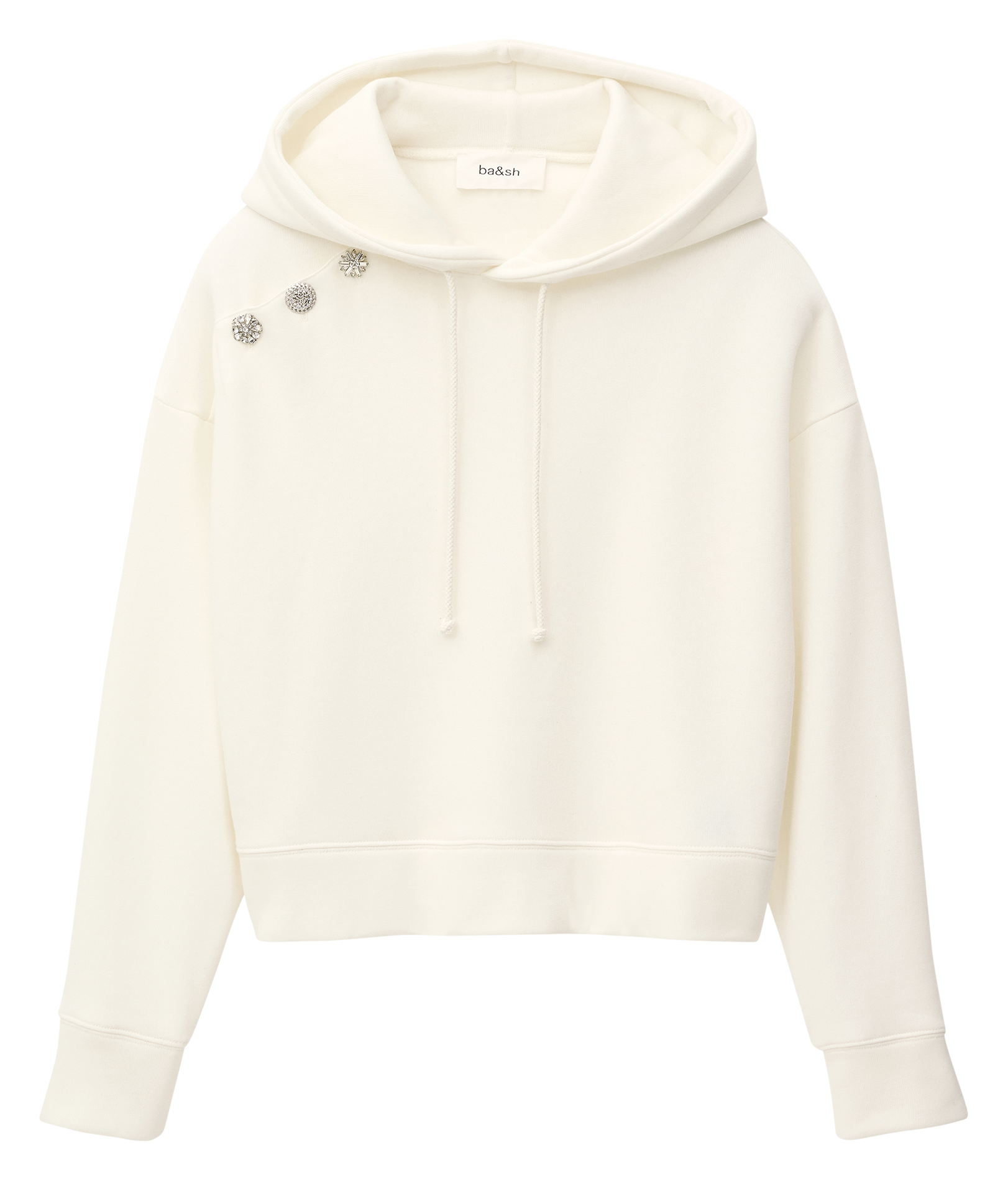 Sweat droit à capuche uni et boutons bijoux BA&SH Beige