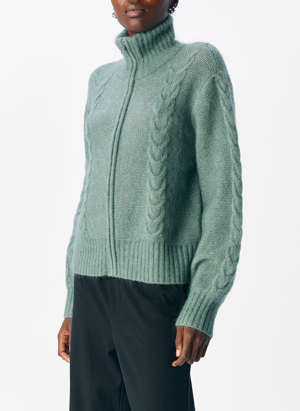 Rechte gebreide vest met rits OBJECT Grijs