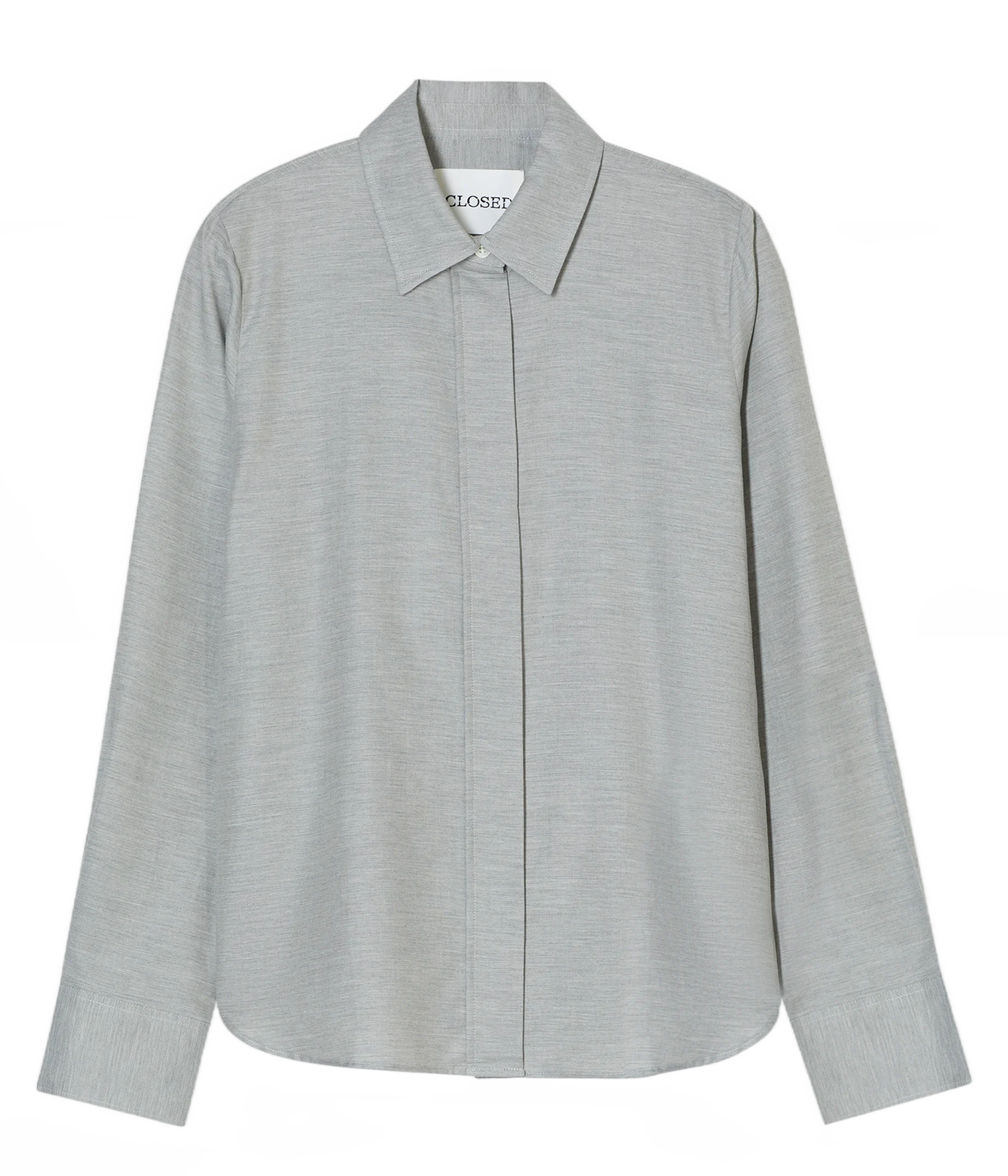 Chemise oversize col classique en coton et cachemire CLOSED Gris