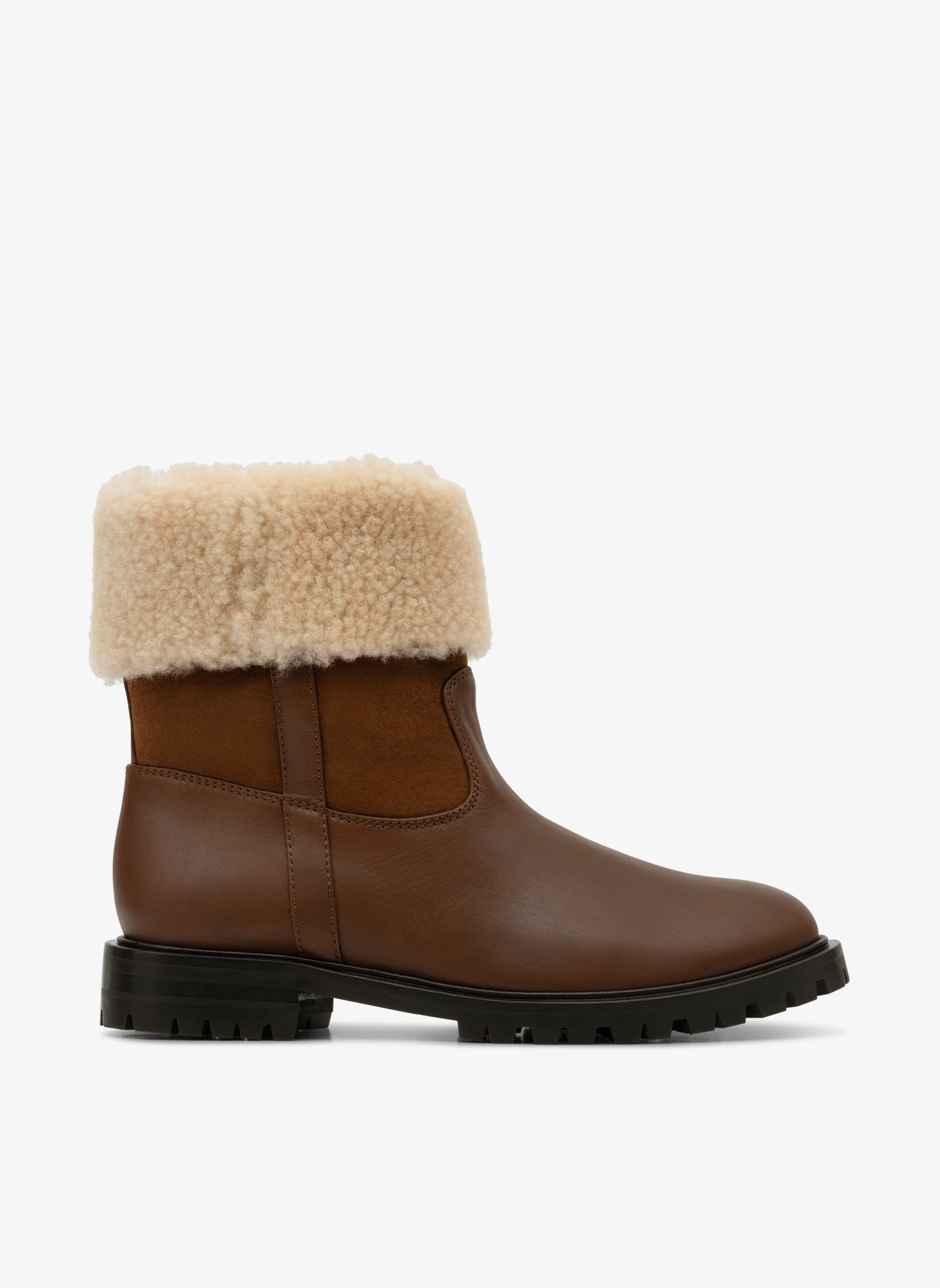 Cognac sheepskin ankle boots PARALLELE PARIS Brown