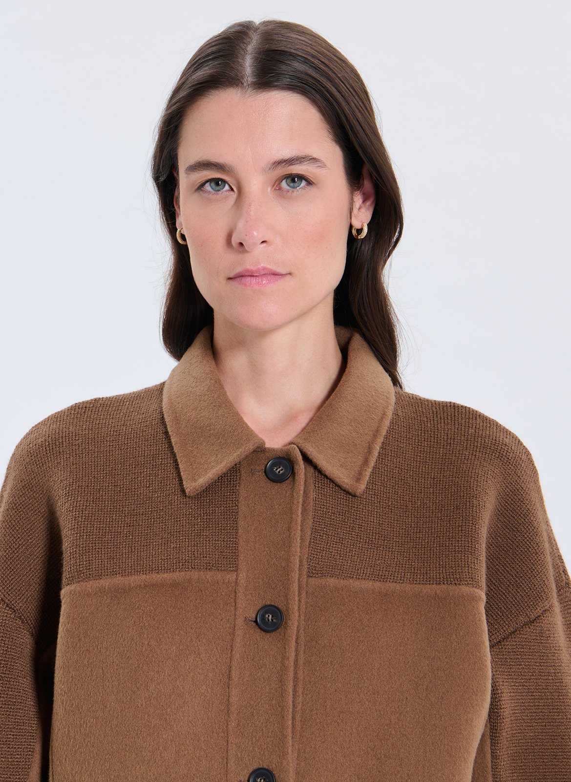 Classic-collar wool-blend jacket ZAPA Brown