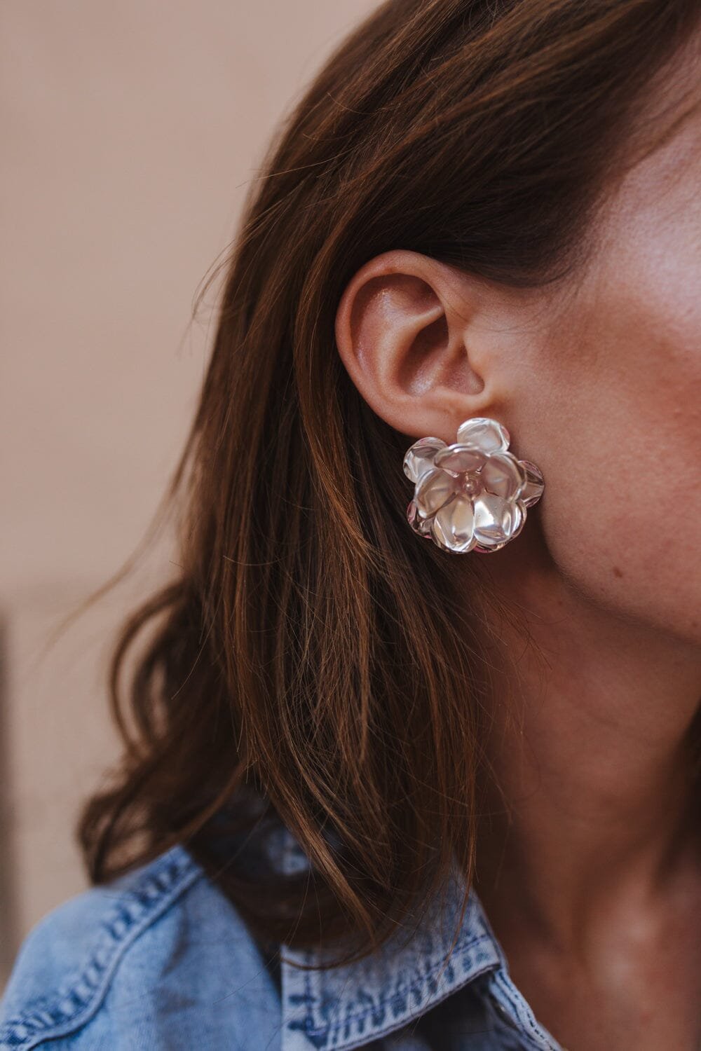 Maxi flower stud earrings in gold-plated 24K gold MONSIEUR SIMONE Golden