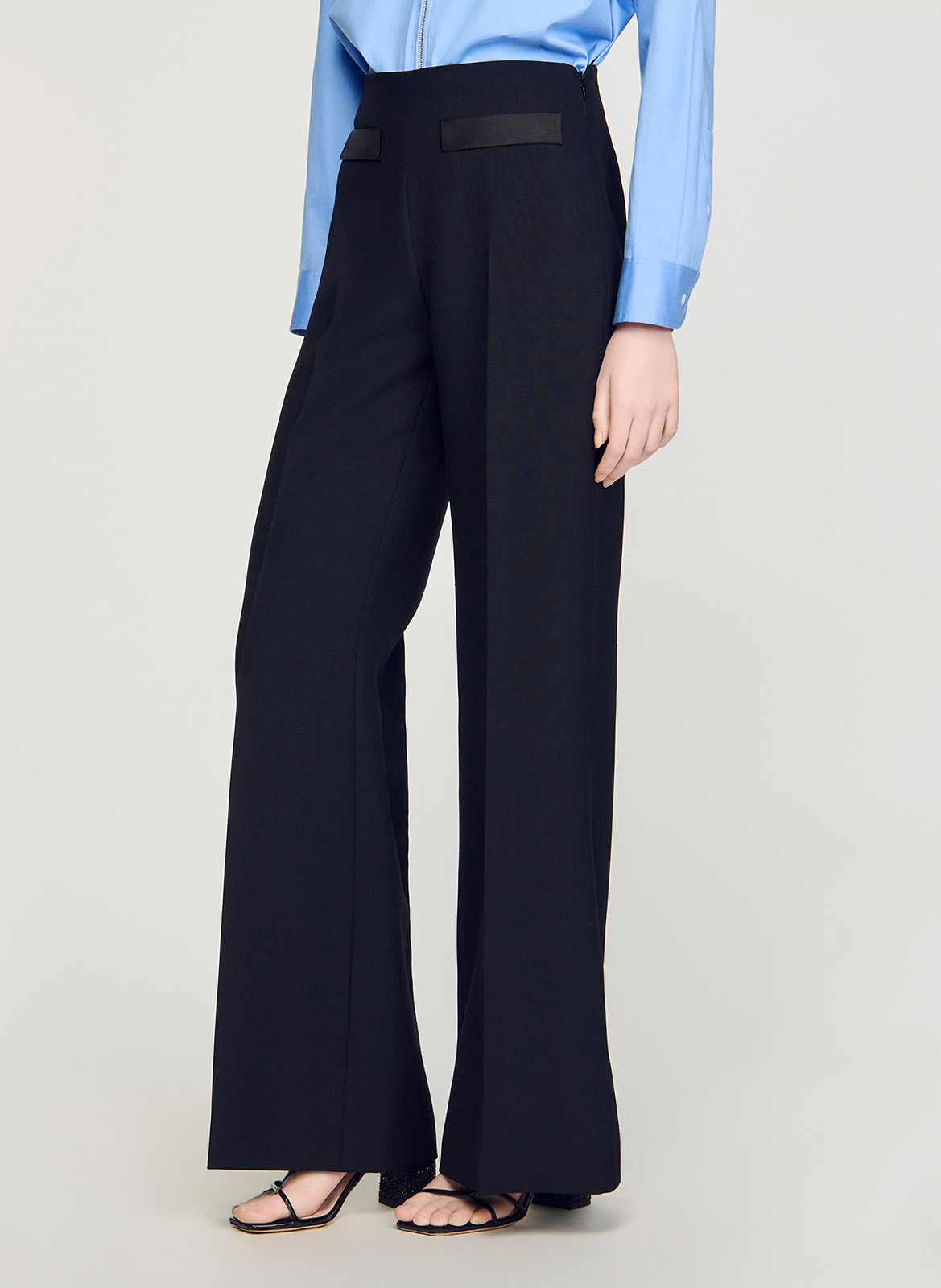 High-waisted flared pants SANDRO Black