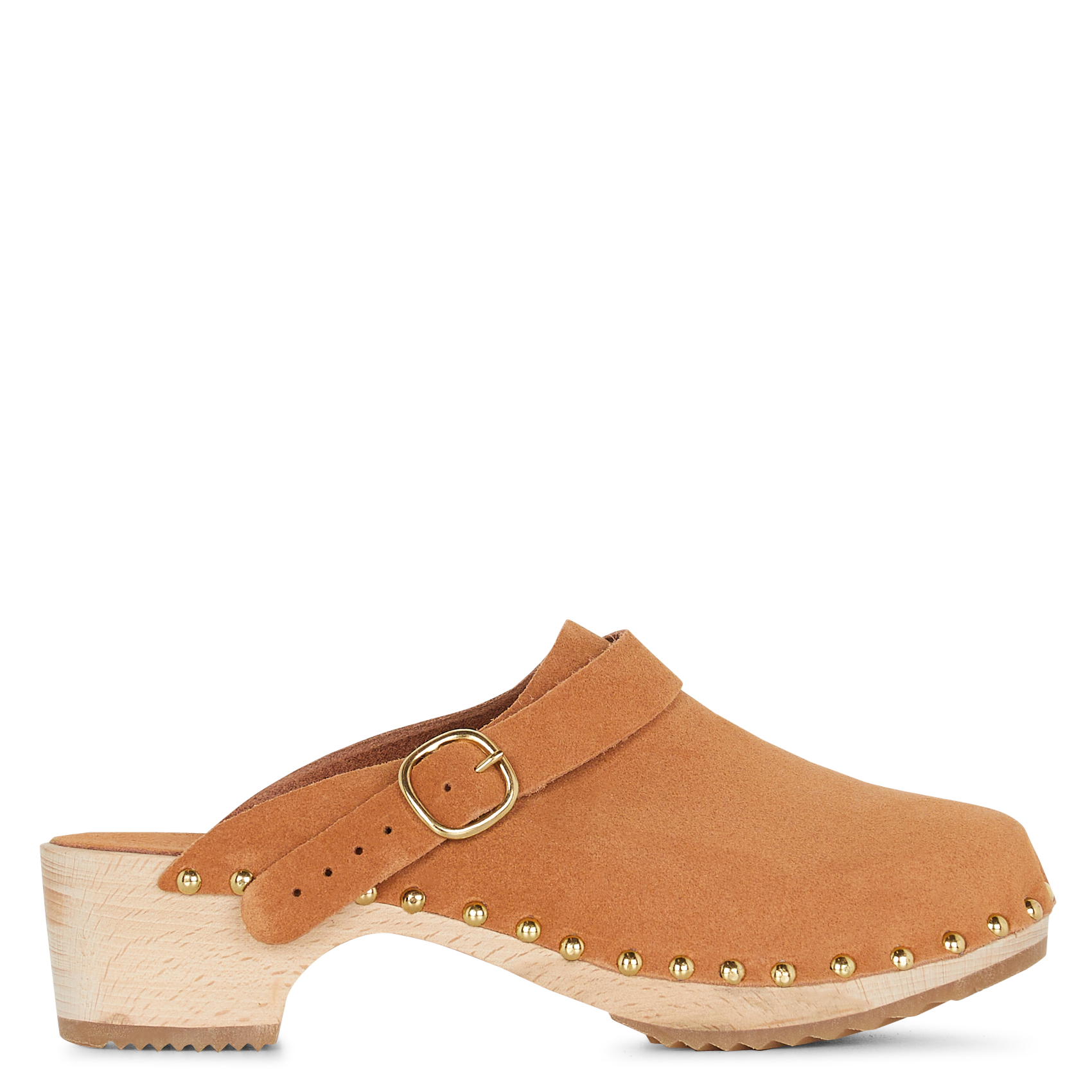 Nietenbesetzte Clogs mit Wildlederabsätzen BOSABO Braun