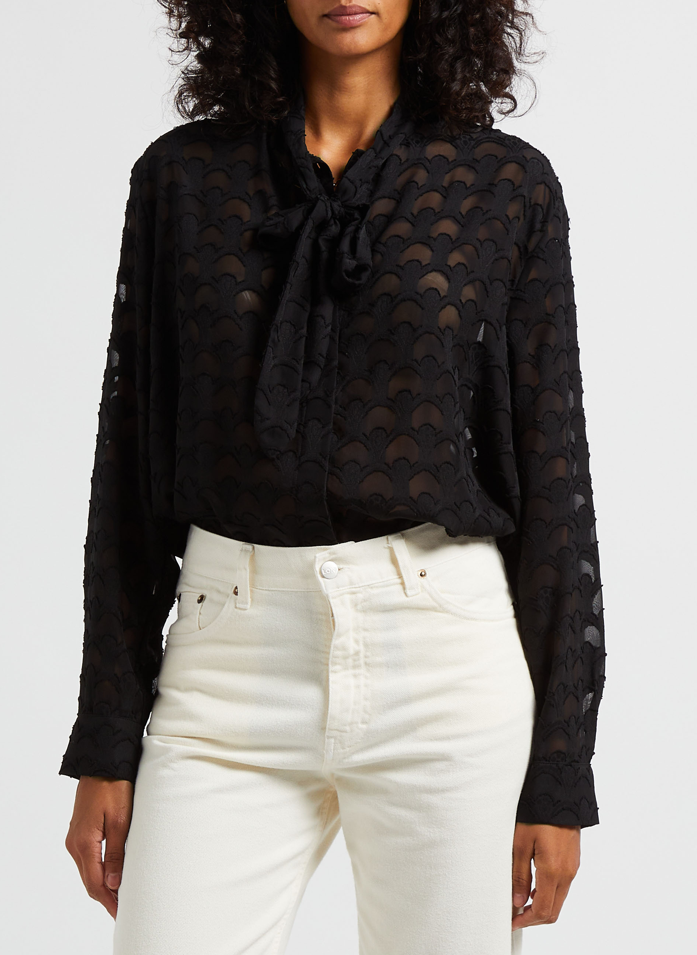 Oversize-Hemd mit Krawattenkragen MARGAUX LONNBERG Schwarz